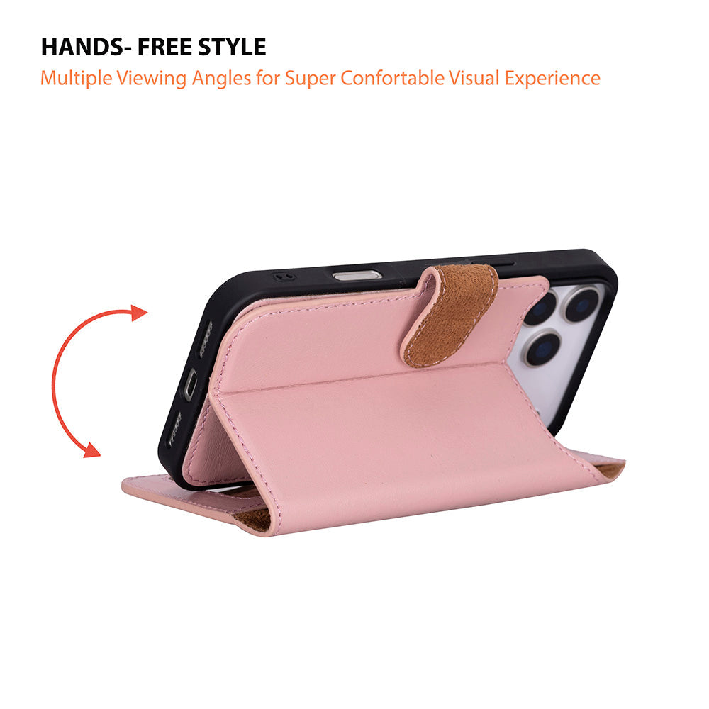 Magic iPhone 17 Pro Genuine Leather Detachable Wallet Case