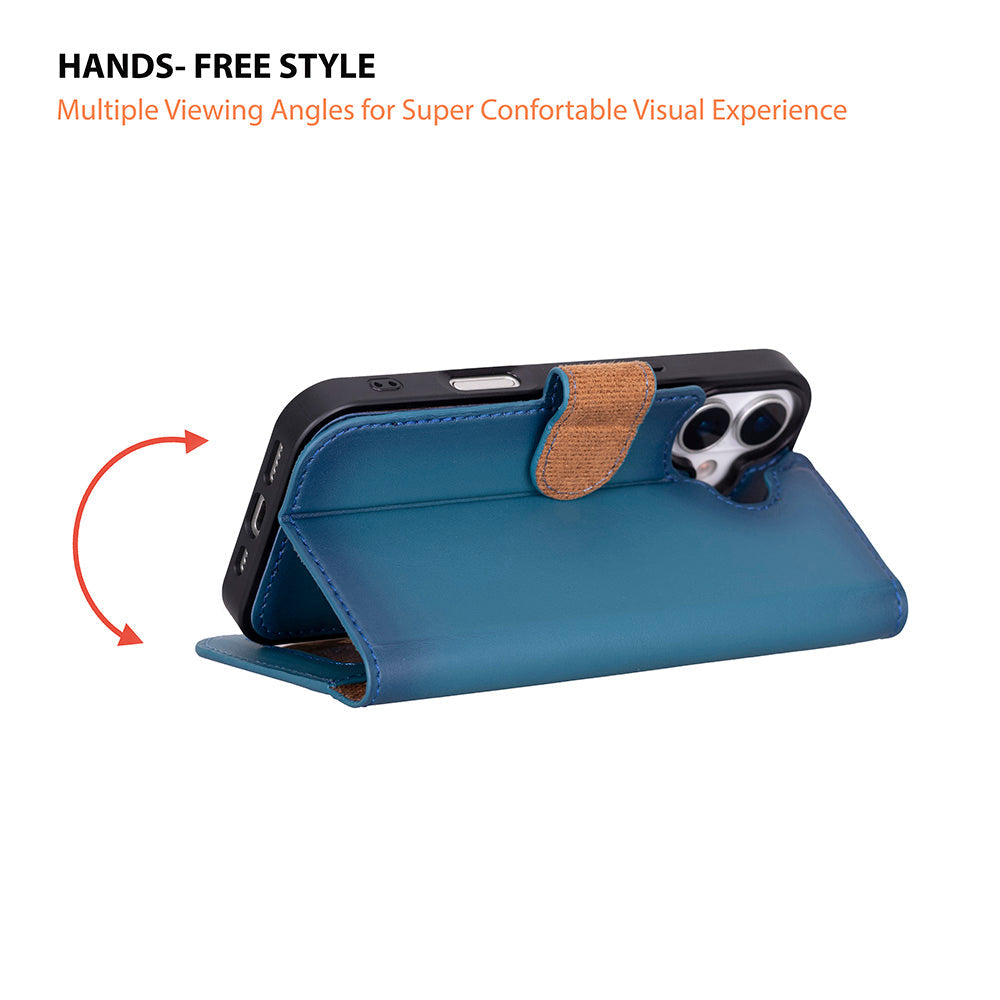 Magic iPhone 17 Detachable Genuine Leather Wallet Case