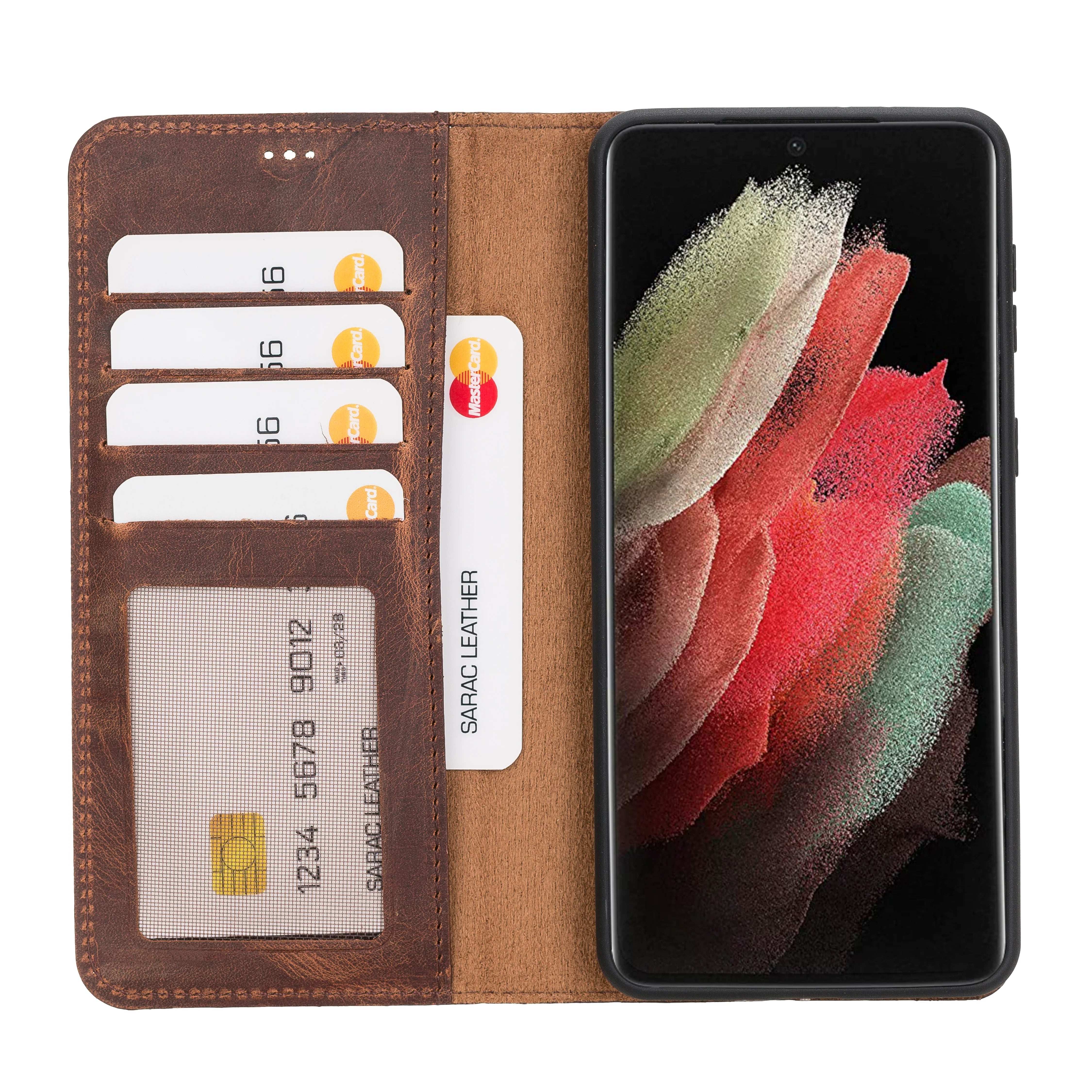Liluri Samsung Galaxy S21 Plus Ayrılabilir Hakiki Deri Cüzdan Kılıf