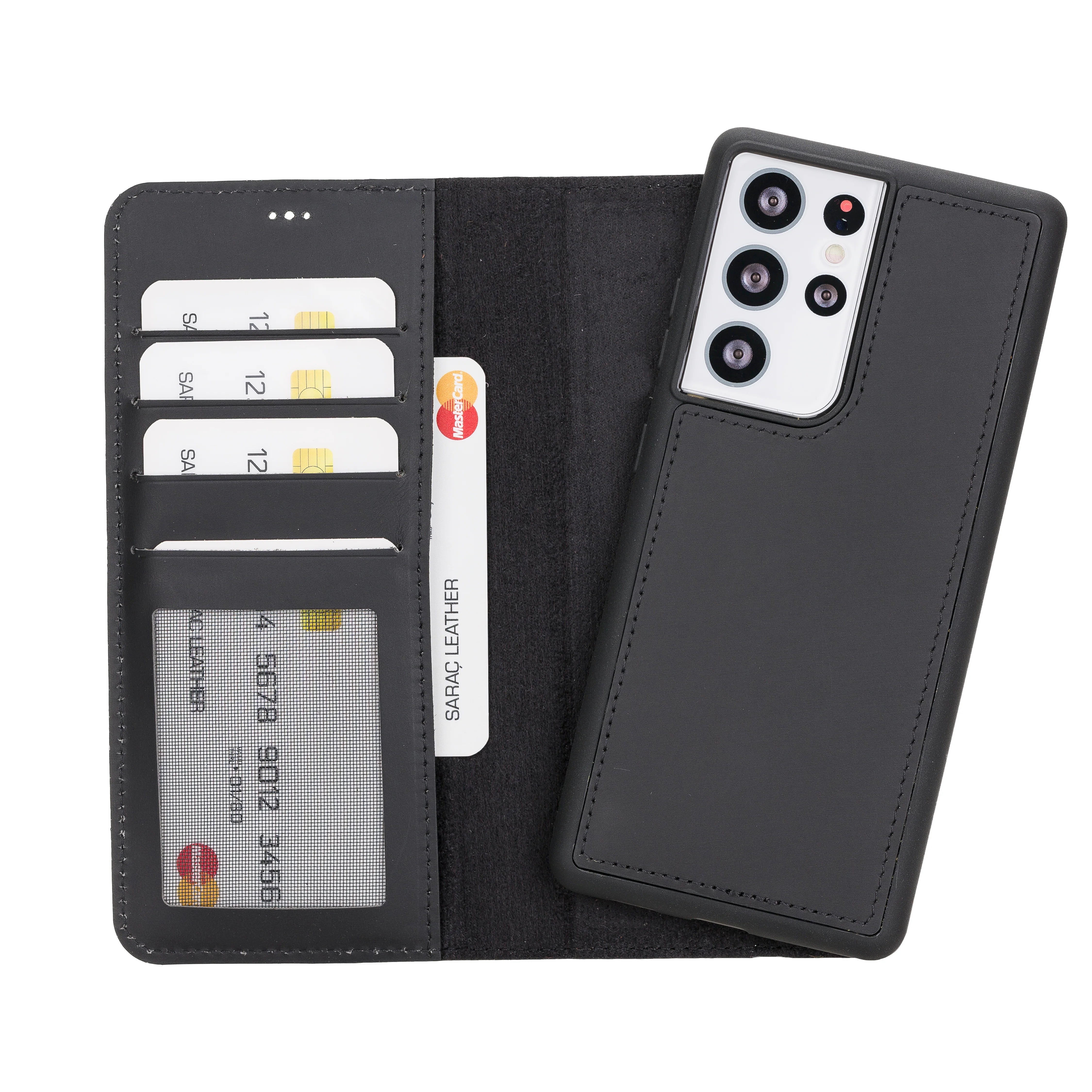 Liluri Samsung Galaxy S21 Ultra Detachable Genuine Leather Wallet Case