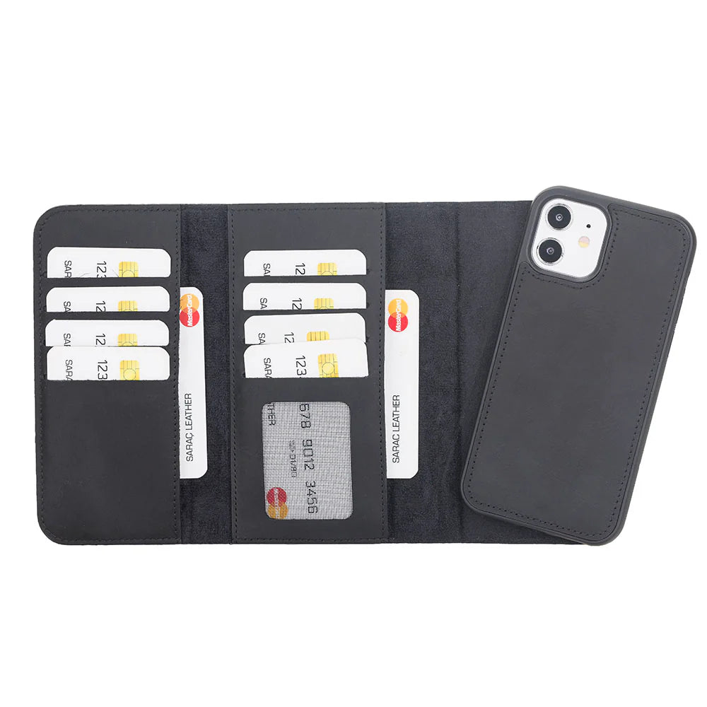 Santa iPhone 12 Mini Genuine Leather Detachable Wallet Case