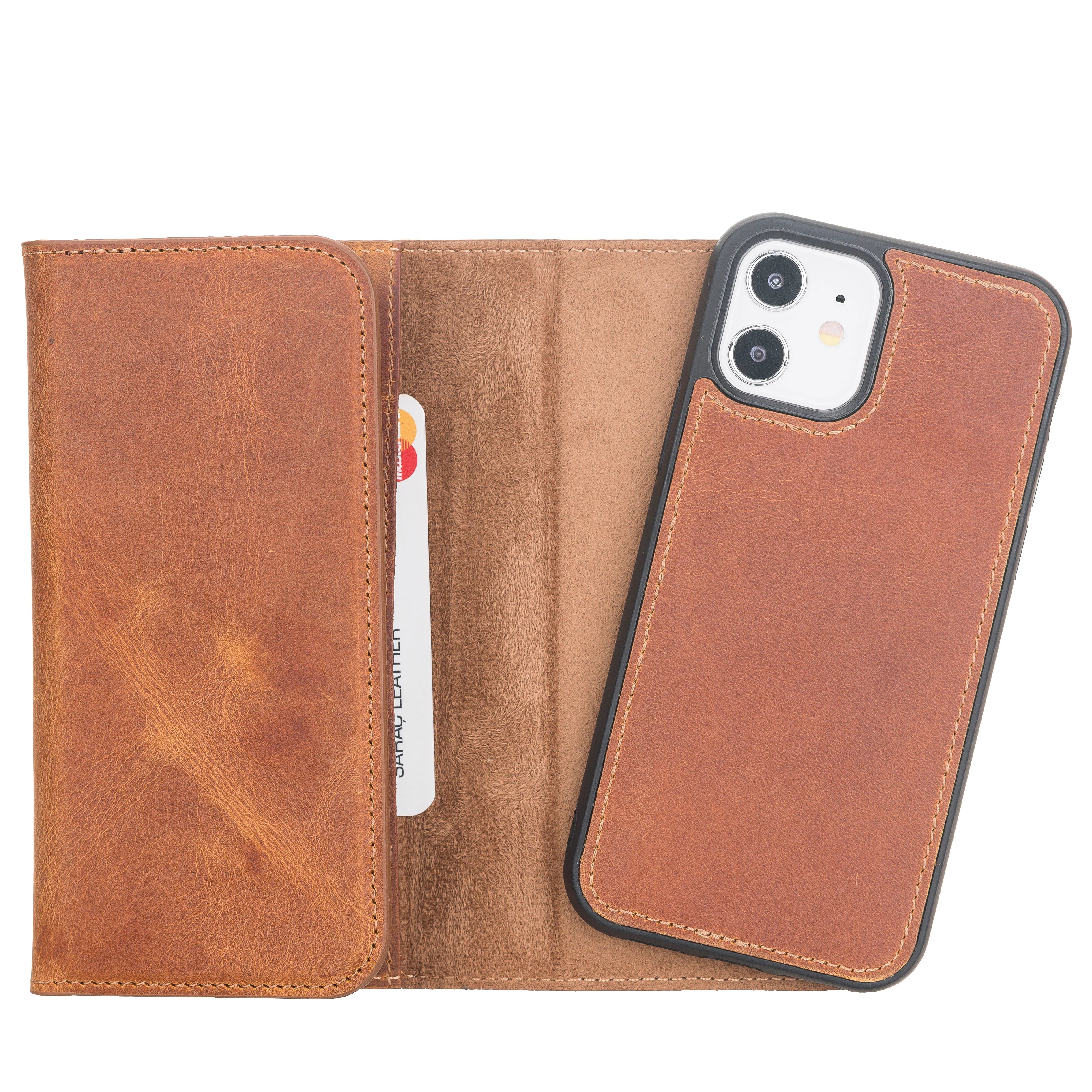 Santa iPhone 12 Mini Genuine Leather Detachable Wallet Case