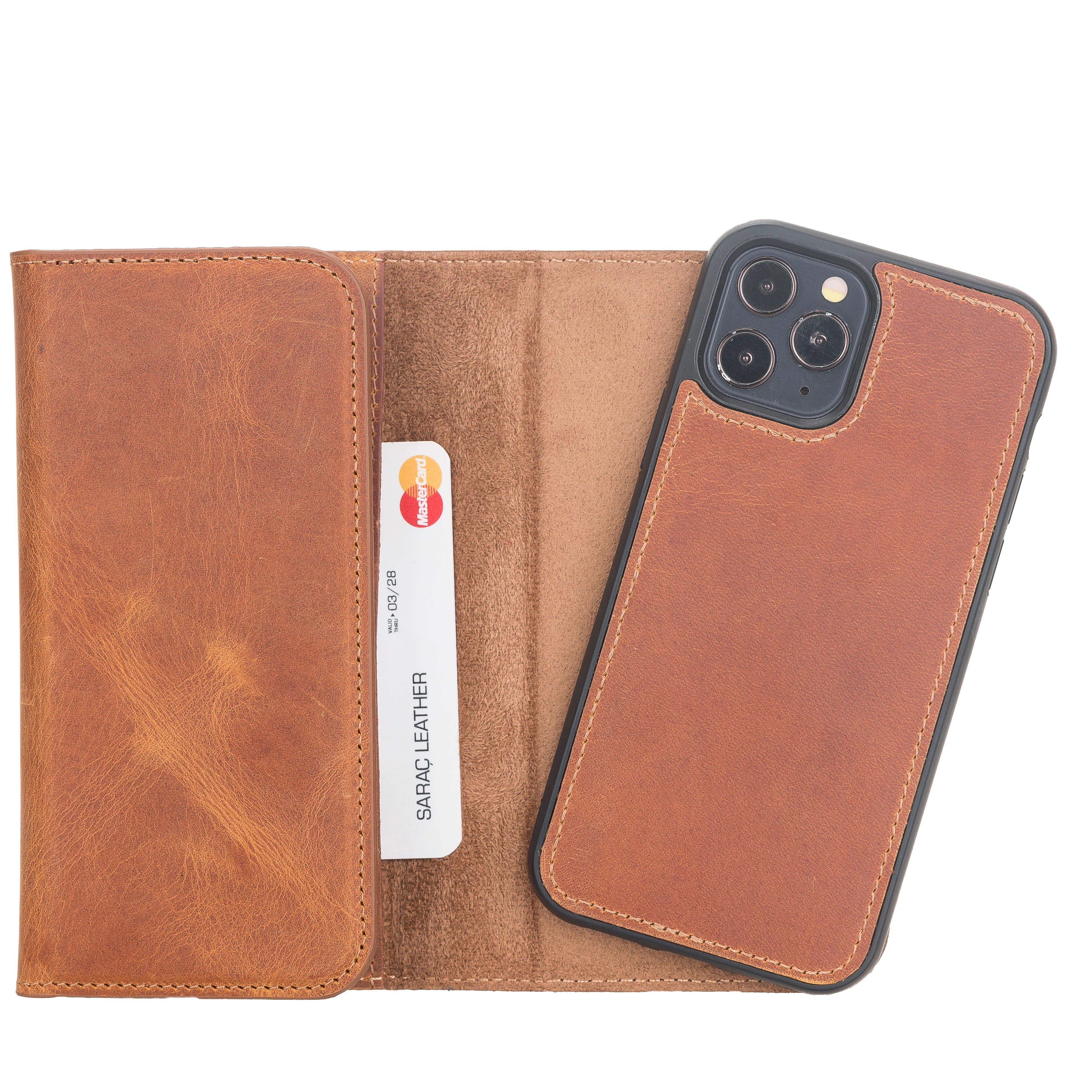Santa iPhone 12 Pro Max Genuine Leather Detachable Wallet Case