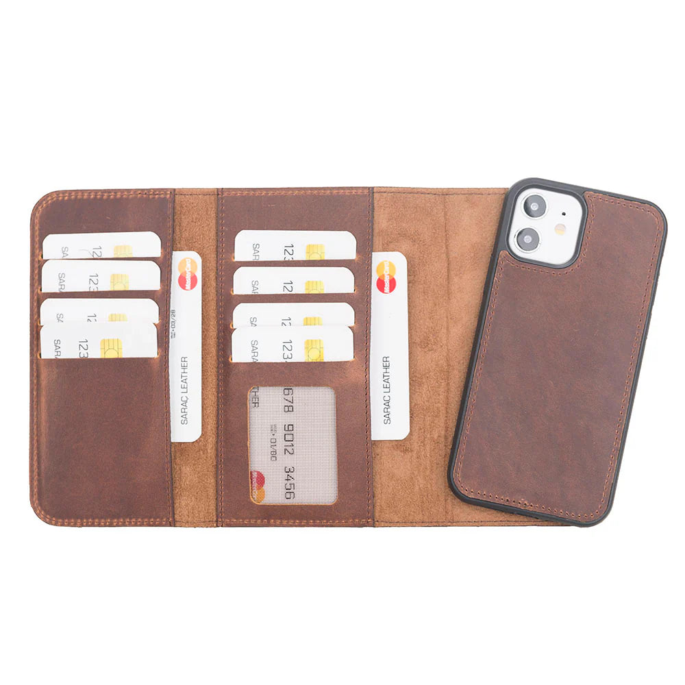 Santa iPhone 12 Mini Genuine Leather Detachable Wallet Case