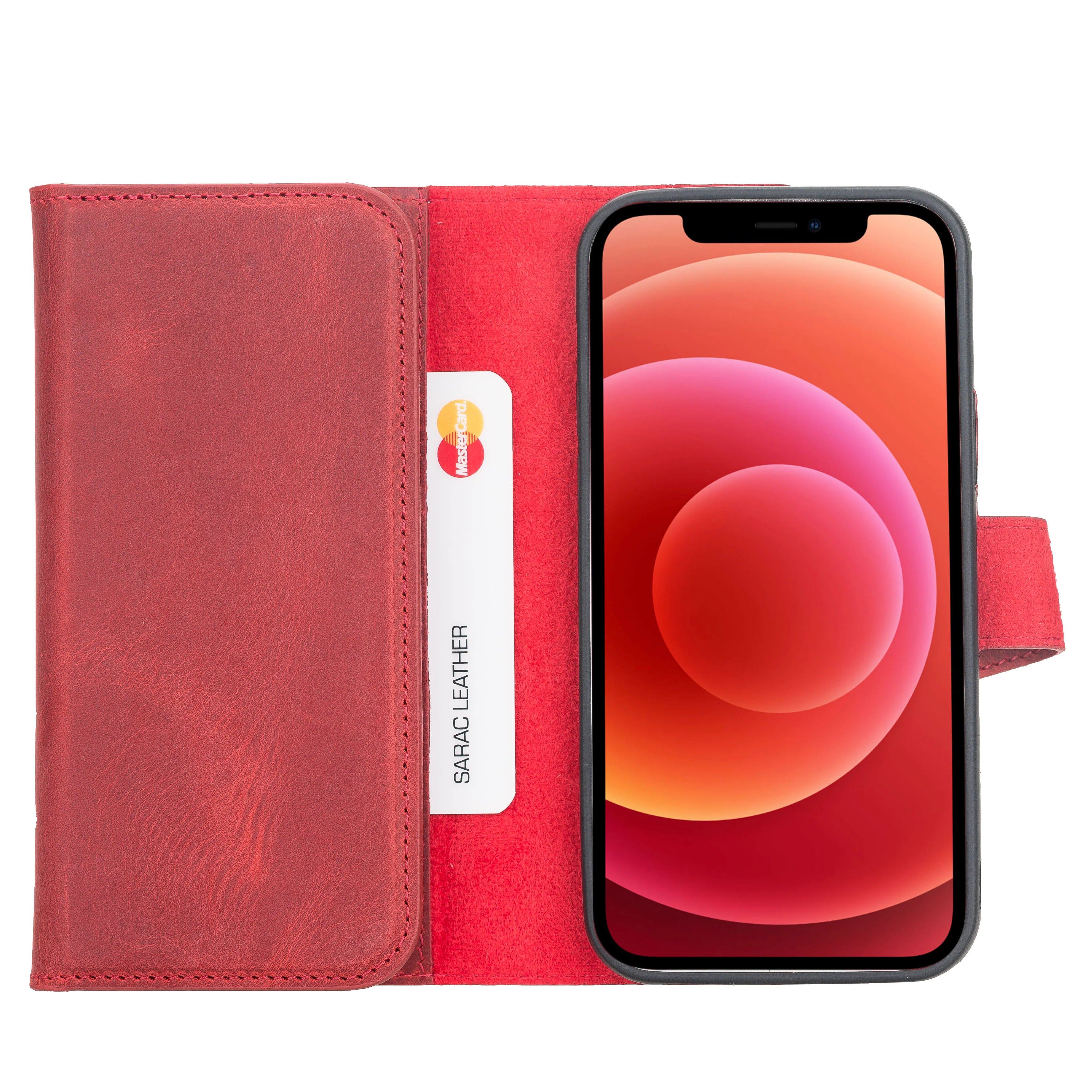Santa iPhone 12 Mini Genuine Leather Detachable Wallet Case