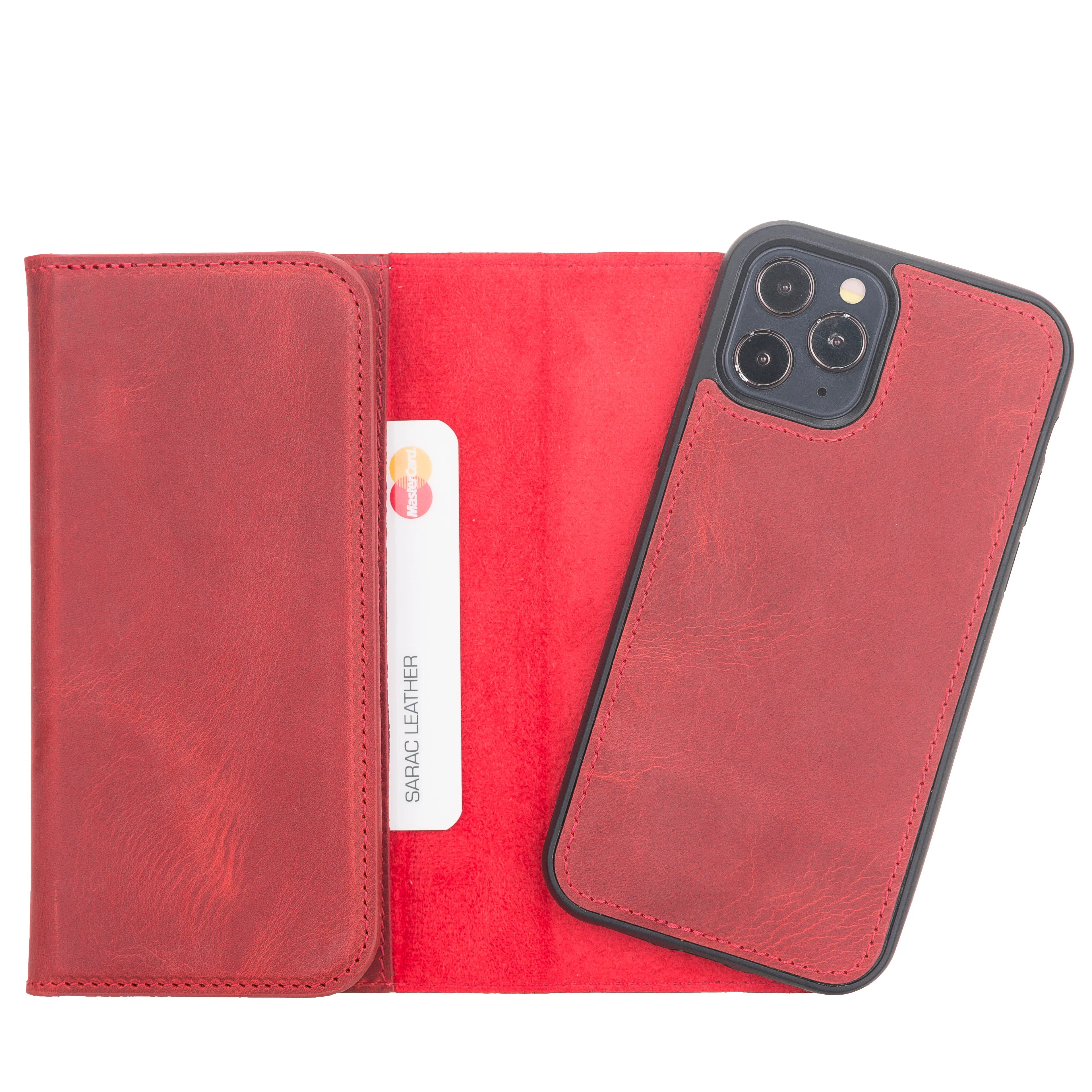 Santa iPhone 12 Pro Max Genuine Leather Detachable Wallet Case