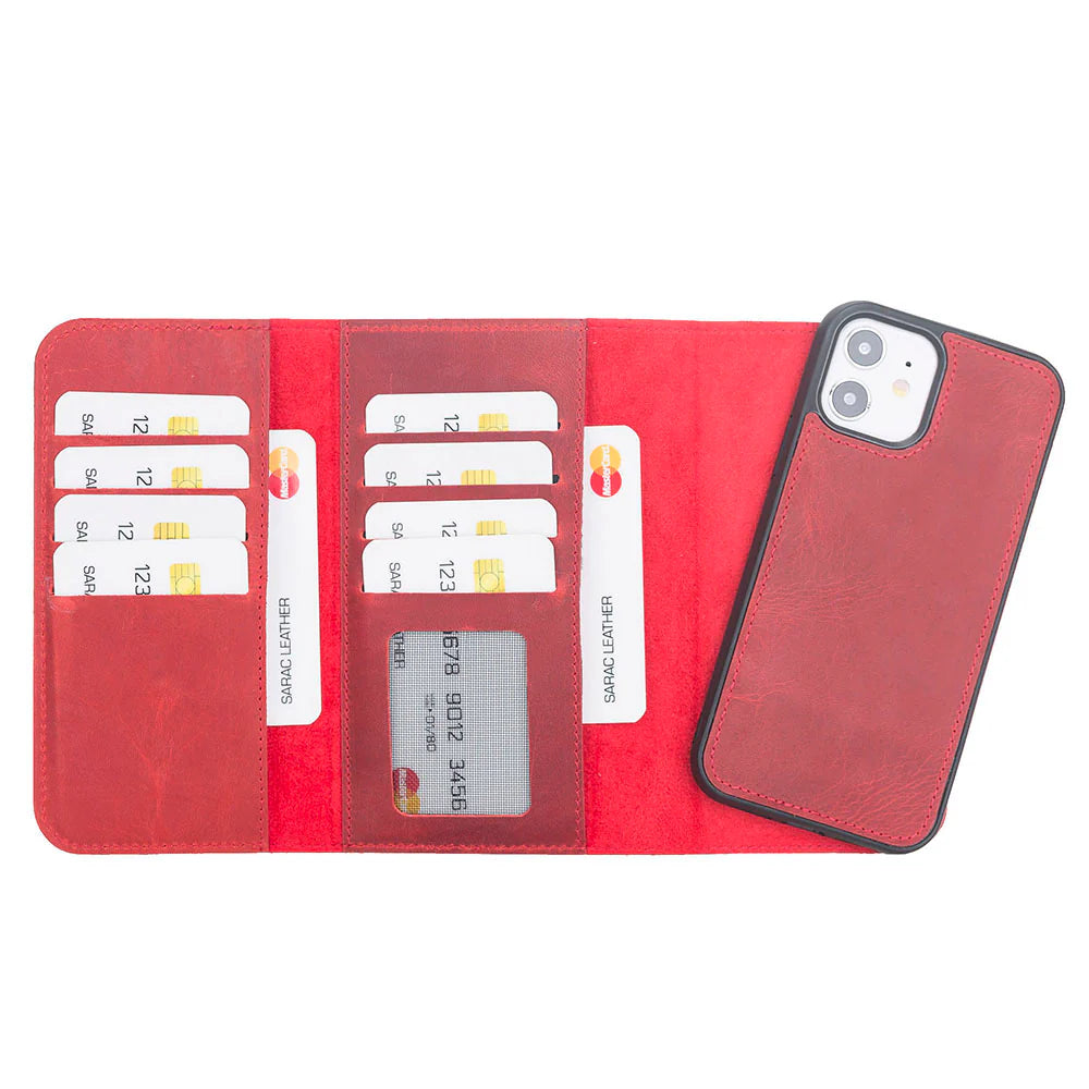 Santa iPhone 12 Mini Genuine Leather Detachable Wallet Case