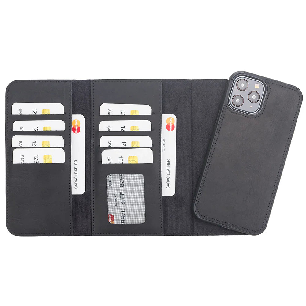 Santa iPhone 12 Pro Max Genuine Leather Detachable Wallet Case