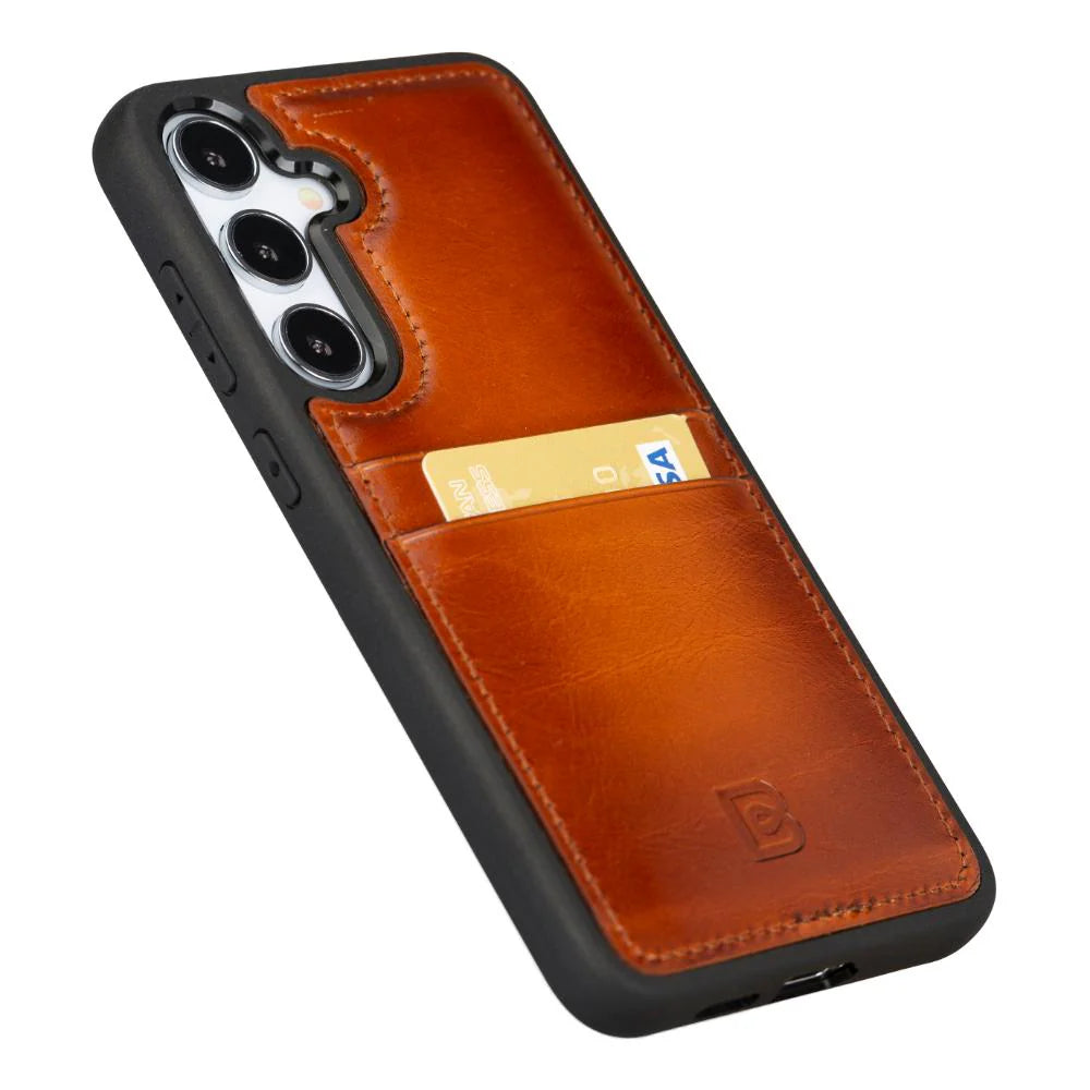 Flex Cover Gerçek Deri Samsung Galaxy S25 Plus Kılıf Kart Tutucu ile