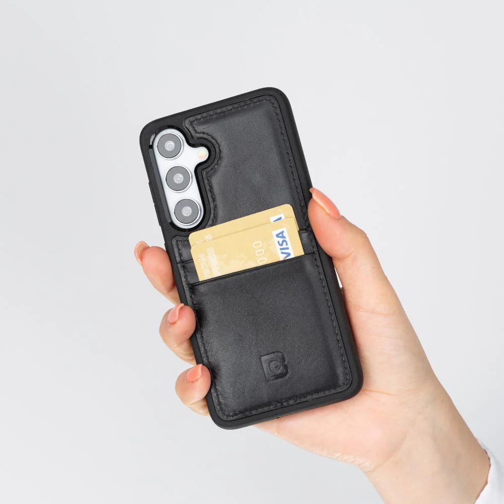 Flex Cover Gerçek Deri Samsung Galaxy S25 Plus Kılıf Kart Tutucu ile