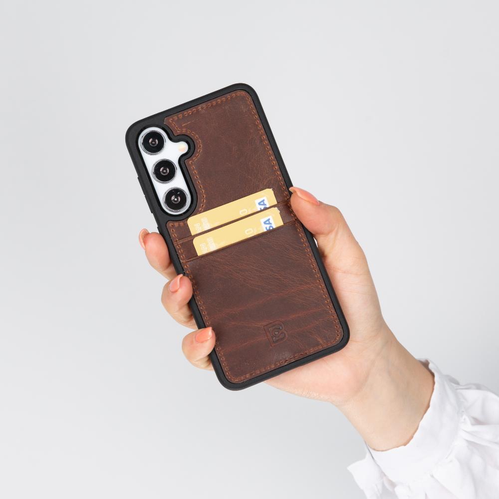 Flex Cover Genuine Leather Samsung Galaxy S25 Case with Card Holder