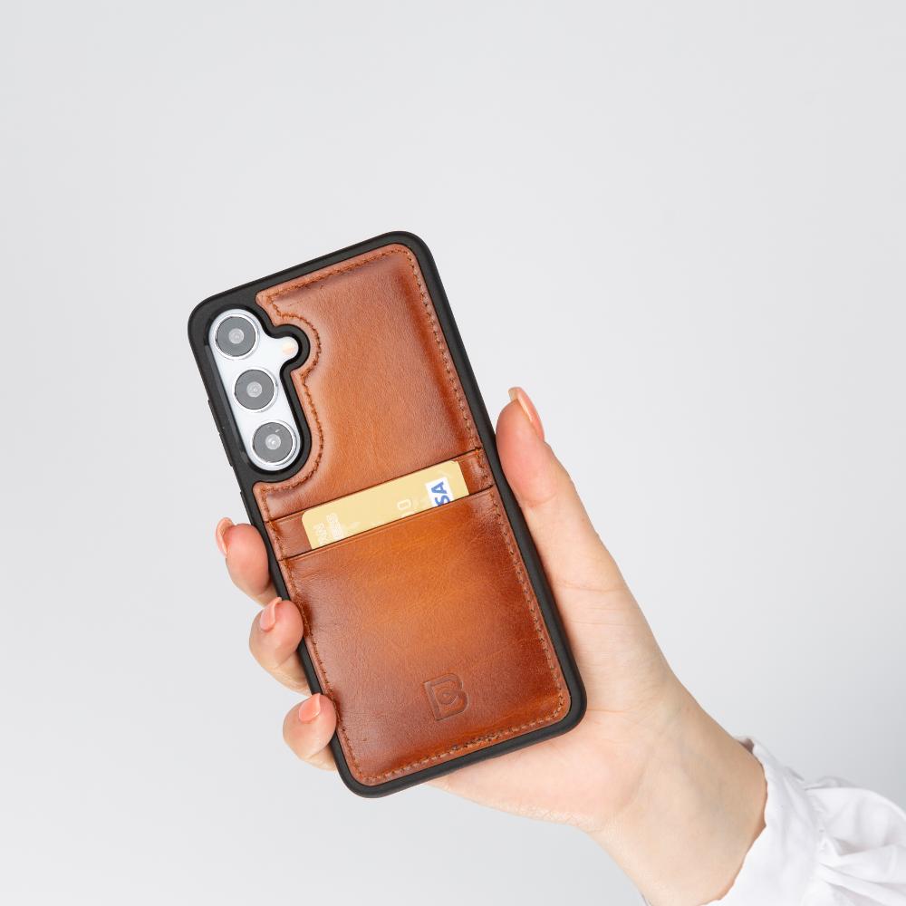 Flex Cover Genuine Leather Samsung Galaxy S25 Case with Card Holder