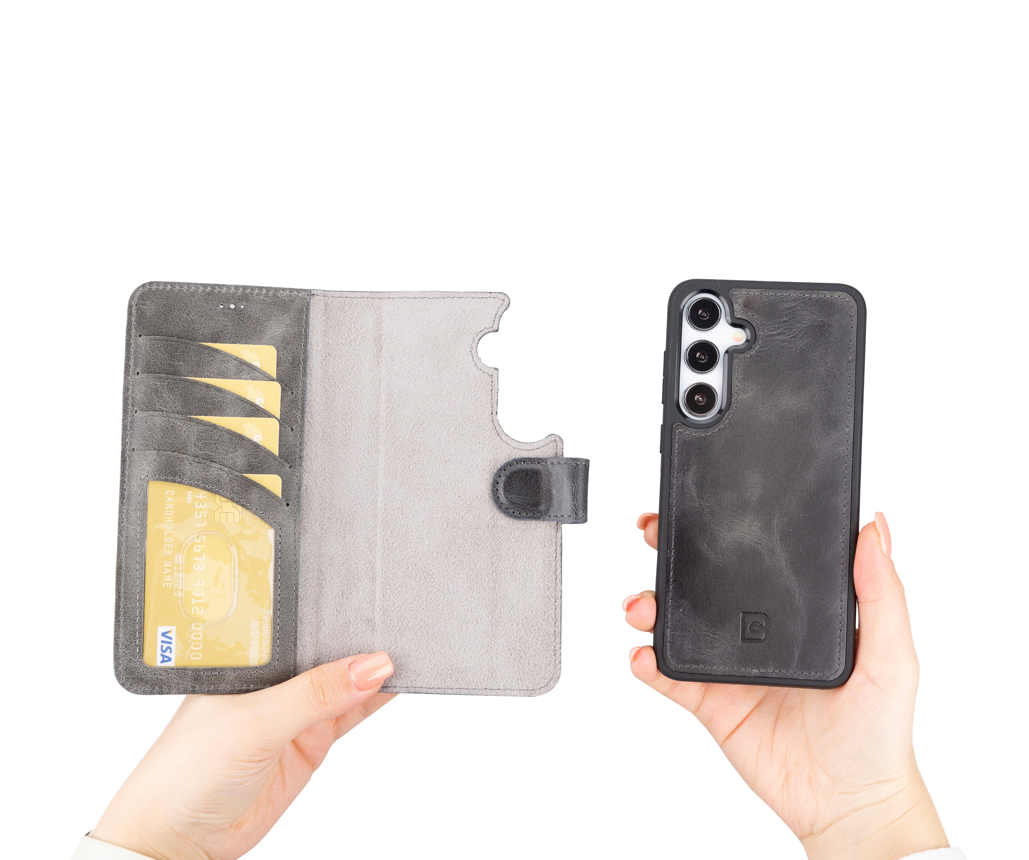 Magic Samsung Galaxy S24 Çıkarılabilir Hakiki Deri Cüzdan Kılıf
