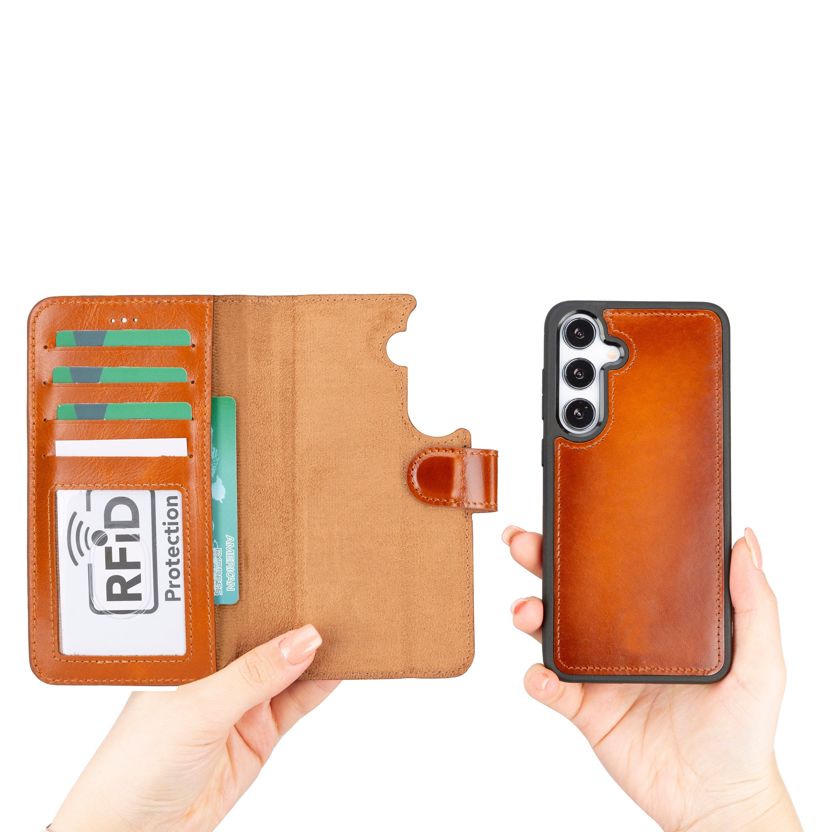 Magic Samsung Galaxy S24 Genuine Leather Detachable Wallet Case