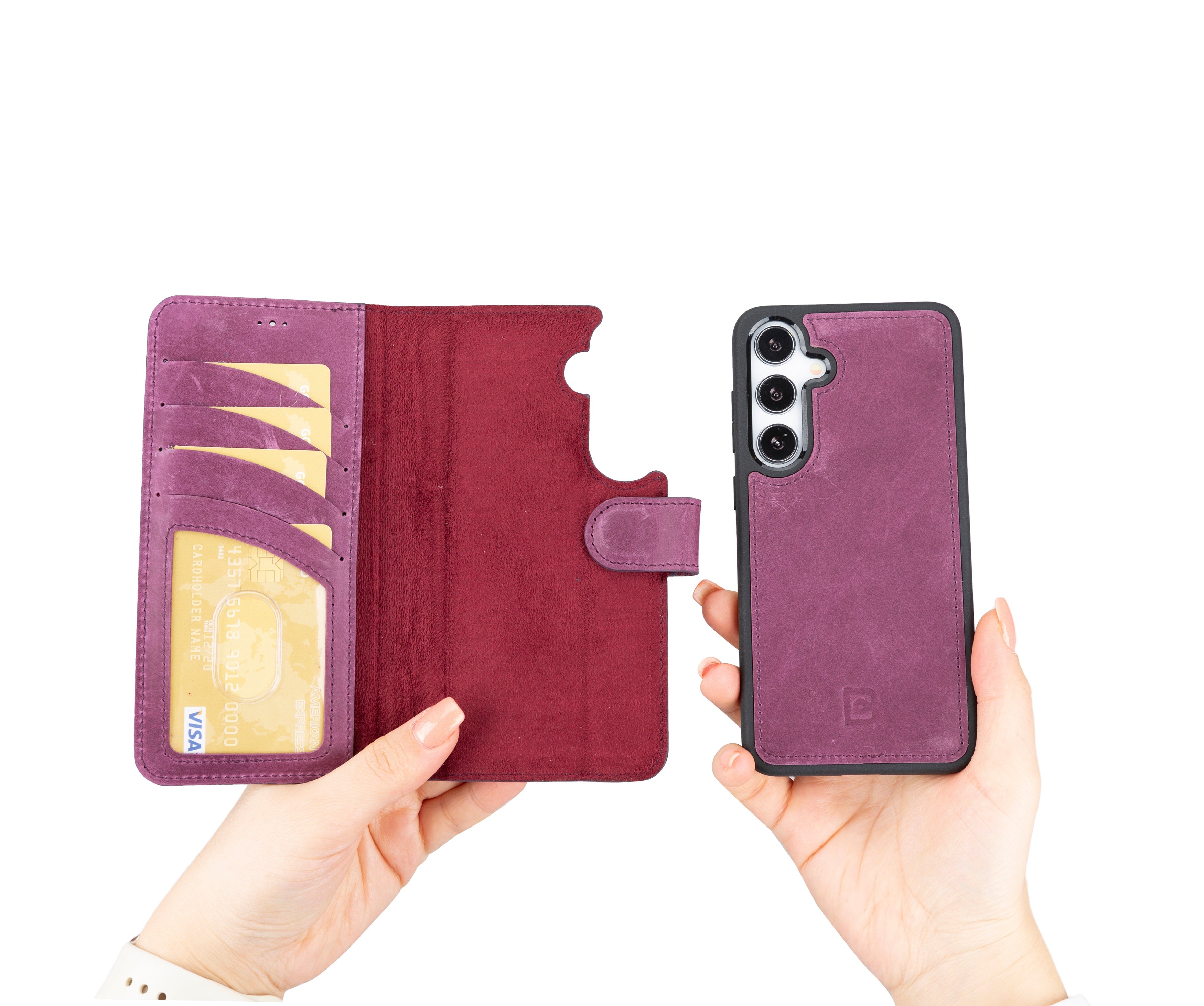 Magic Samsung Galaxy S24 Çıkarılabilir Hakiki Deri Cüzdan Kılıf