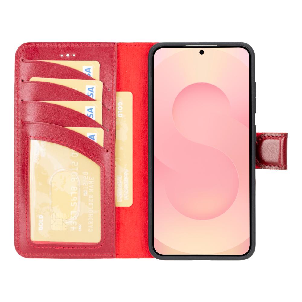 Magic Samsung Galaxy S25 Plus Detachable Genuine Leather Wallet Case