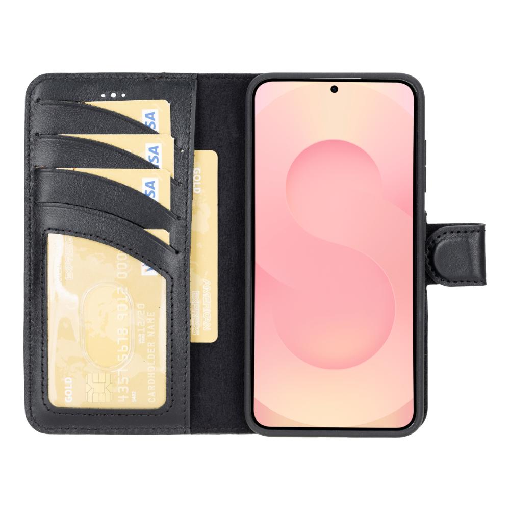 Magic Samsung Galaxy S25 Plus Detachable Genuine Leather Wallet Case