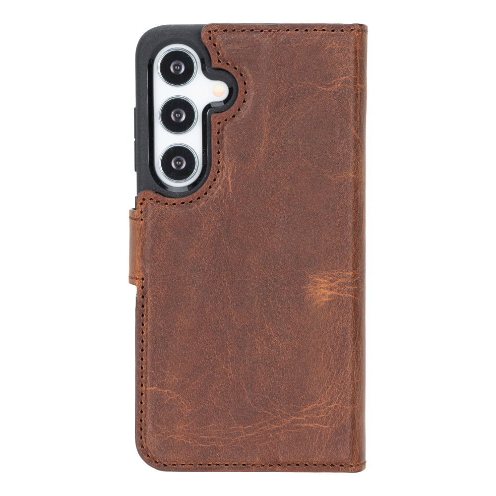 Magic Samsung Galaxy S25 Genuine Leather Detachable Wallet Case