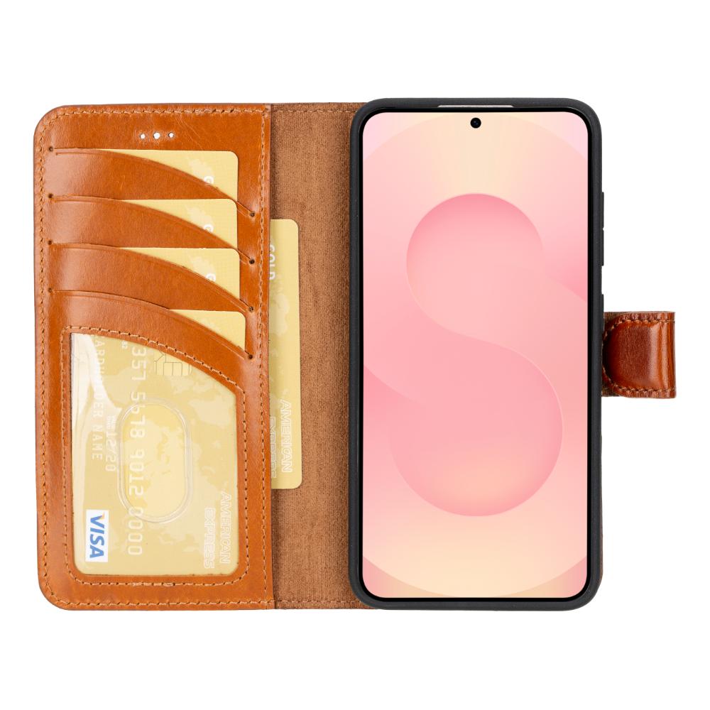 Magic Samsung Galaxy S25 Plus Detachable Genuine Leather Wallet Case