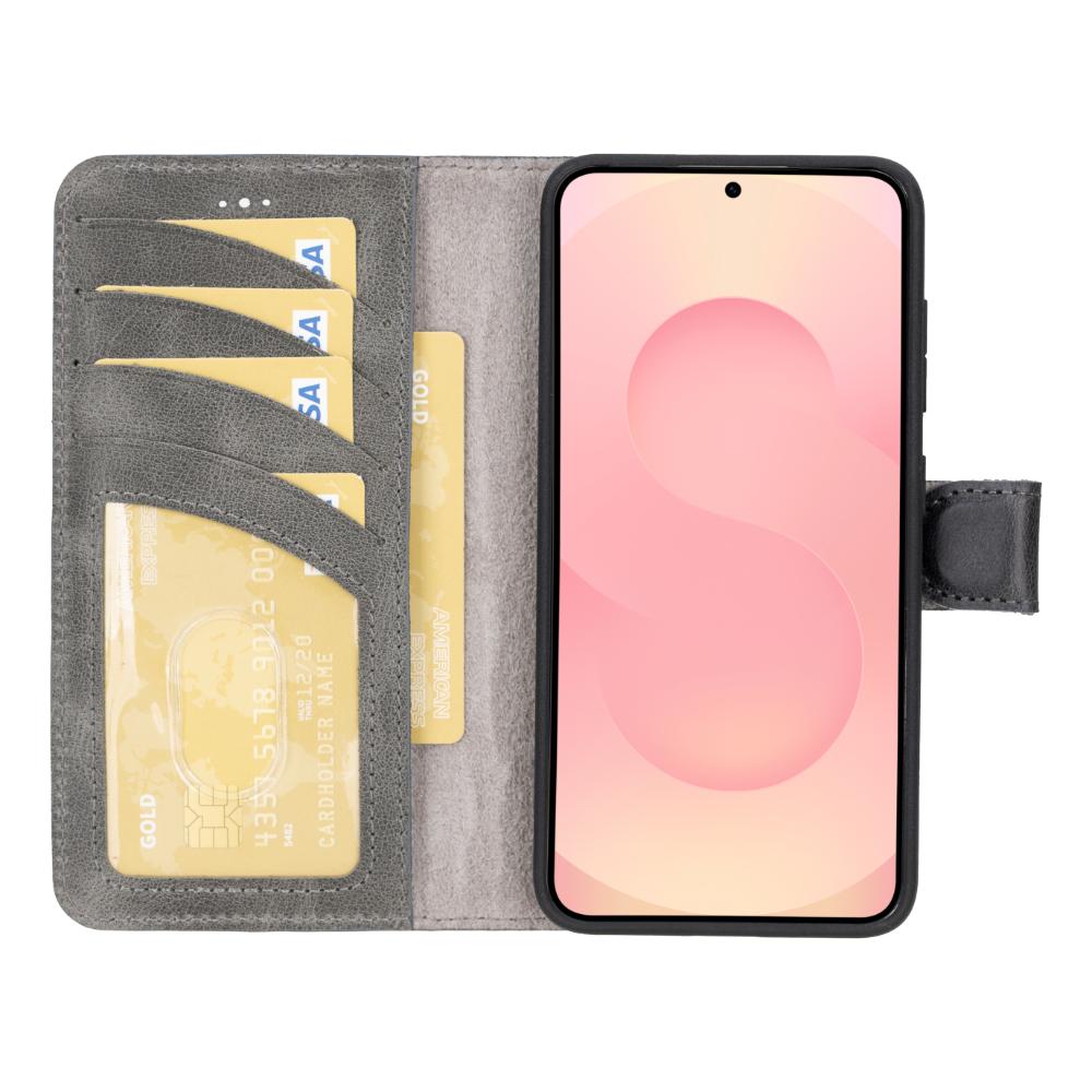 Magic Samsung Galaxy S25 Plus Detachable Genuine Leather Wallet Case