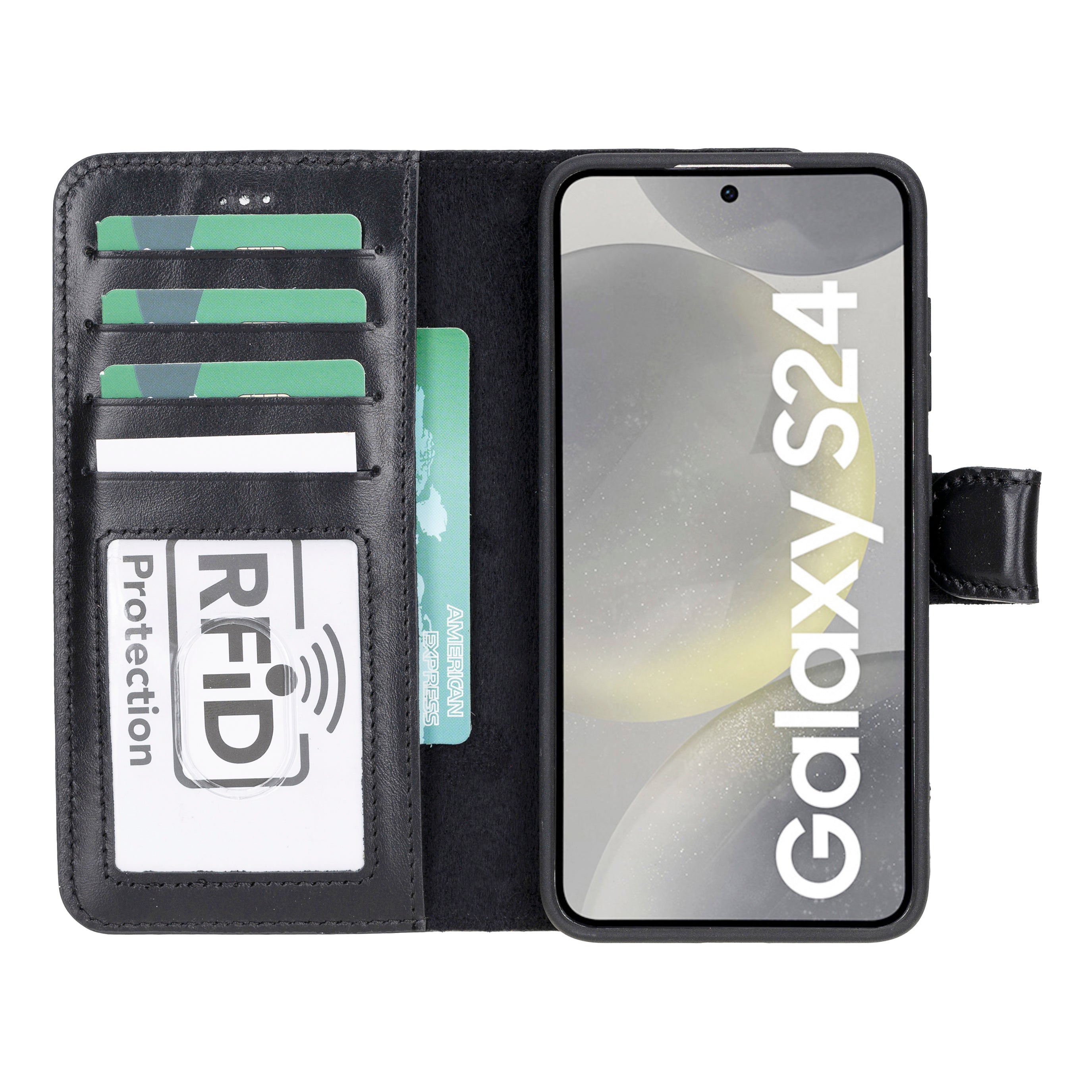 Magic Samsung Galaxy S24 Genuine Leather Detachable Wallet Case