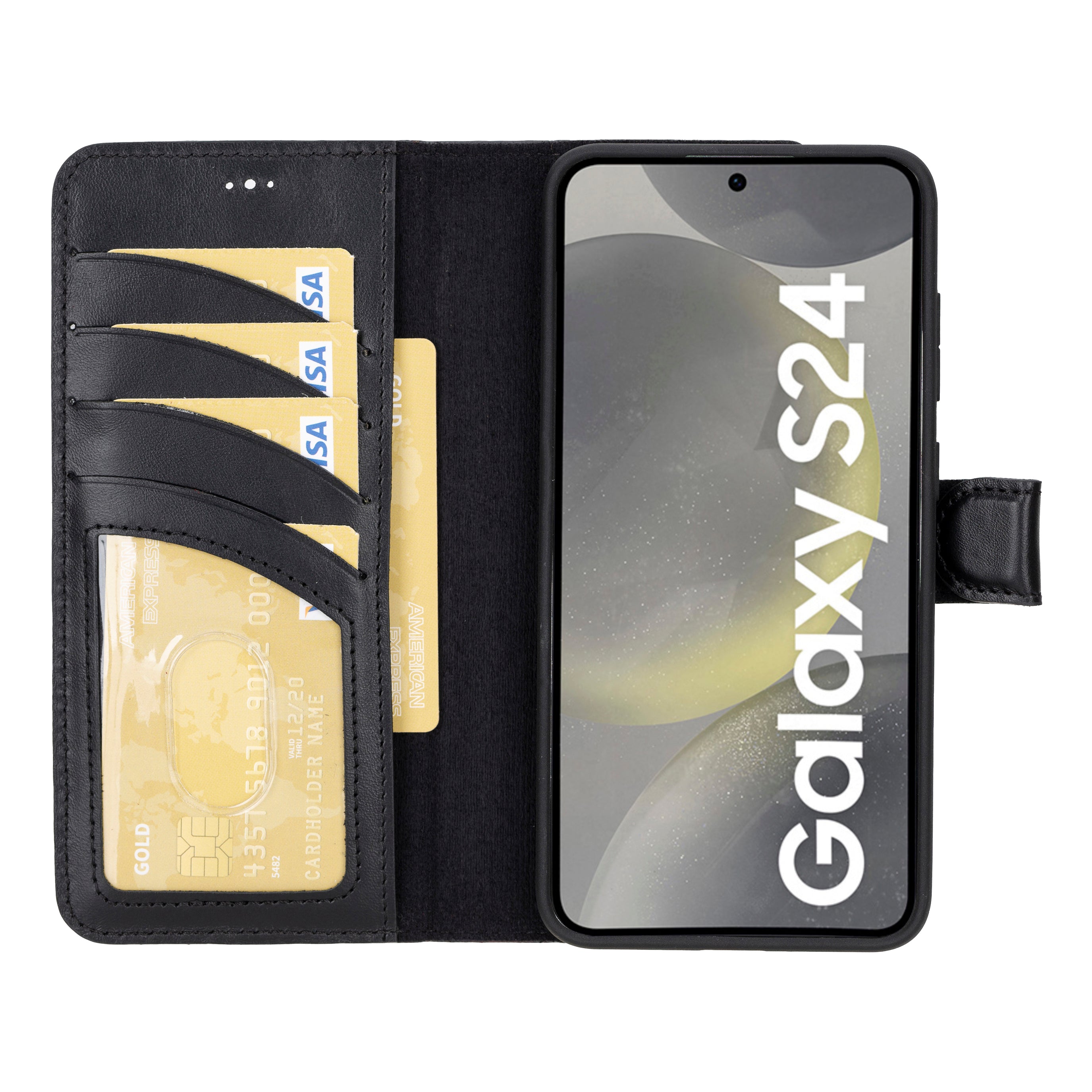Magic Samsung Galaxy S24 Çıkarılabilir Hakiki Deri Cüzdan Kılıf