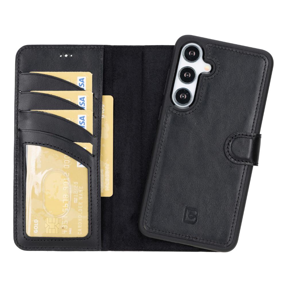 Magic Samsung Galaxy S25 Plus Detachable Genuine Leather Wallet Case