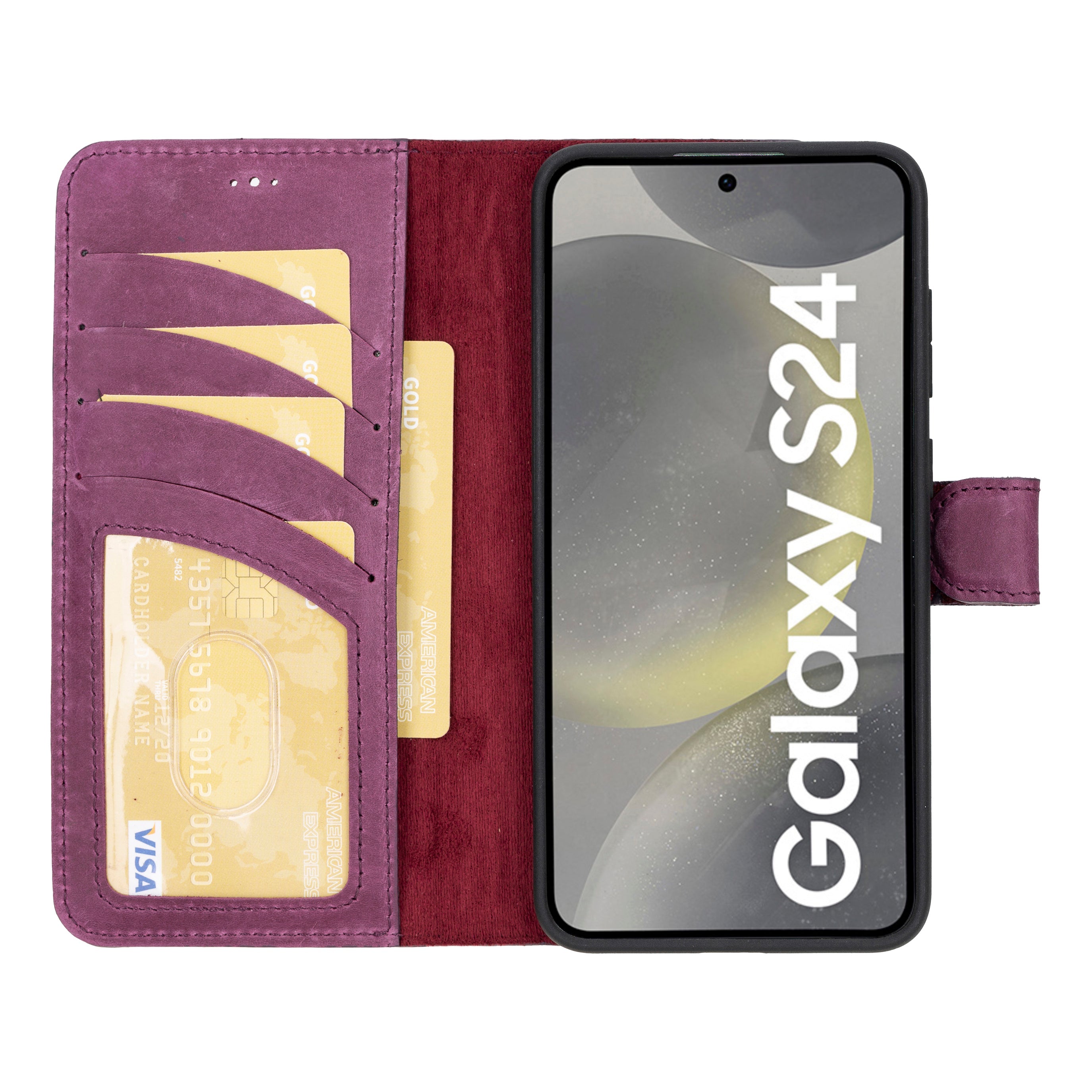 Magic Samsung Galaxy S24 Çıkarılabilir Hakiki Deri Cüzdan Kılıf