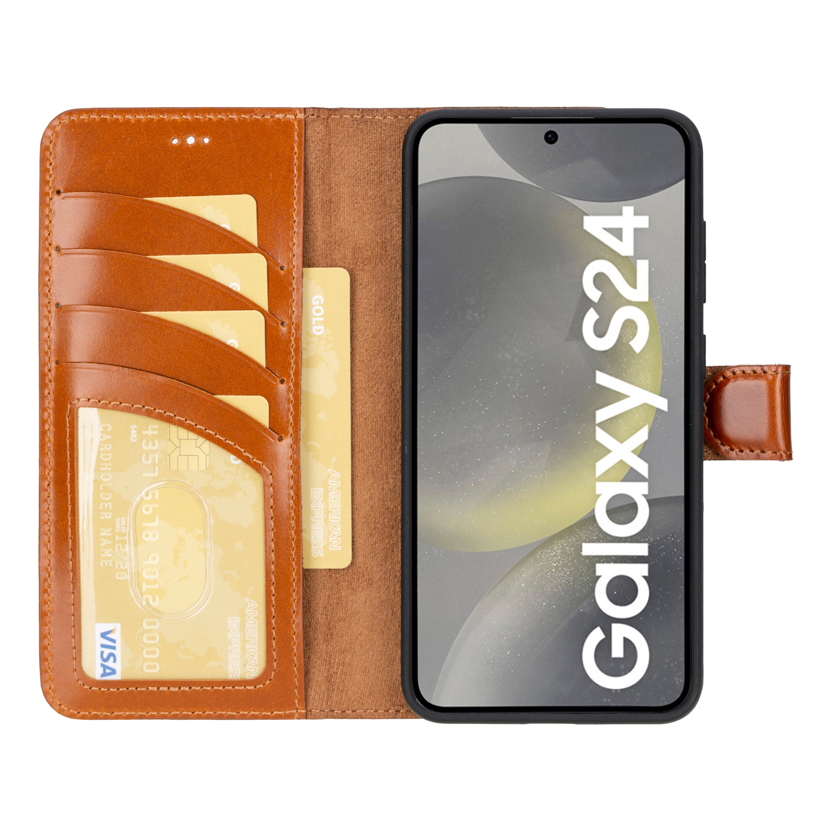 Magic Samsung Galaxy S24 Çıkarılabilir Hakiki Deri Cüzdan Kılıf