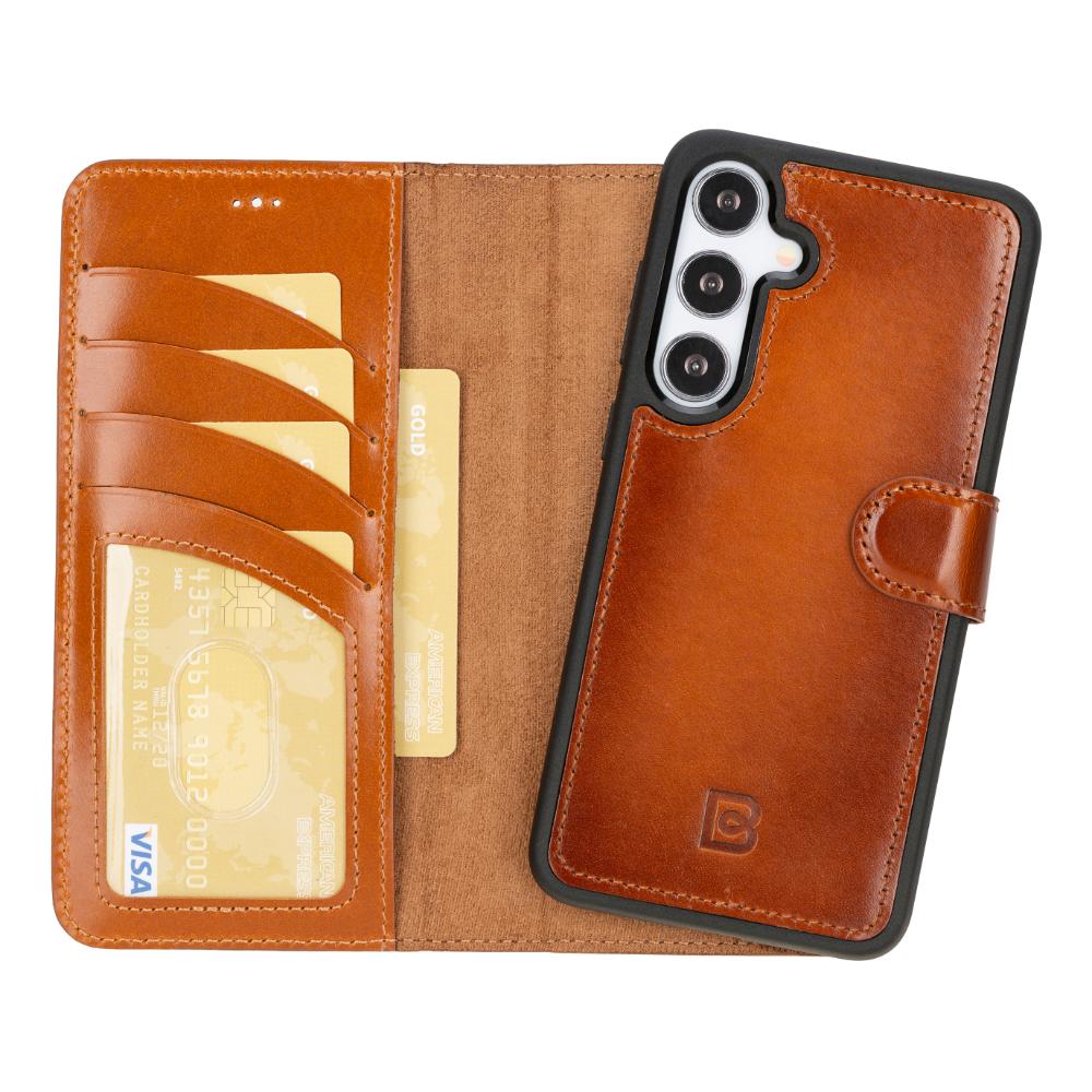 Magic Samsung Galaxy S25 Plus Detachable Genuine Leather Wallet Case