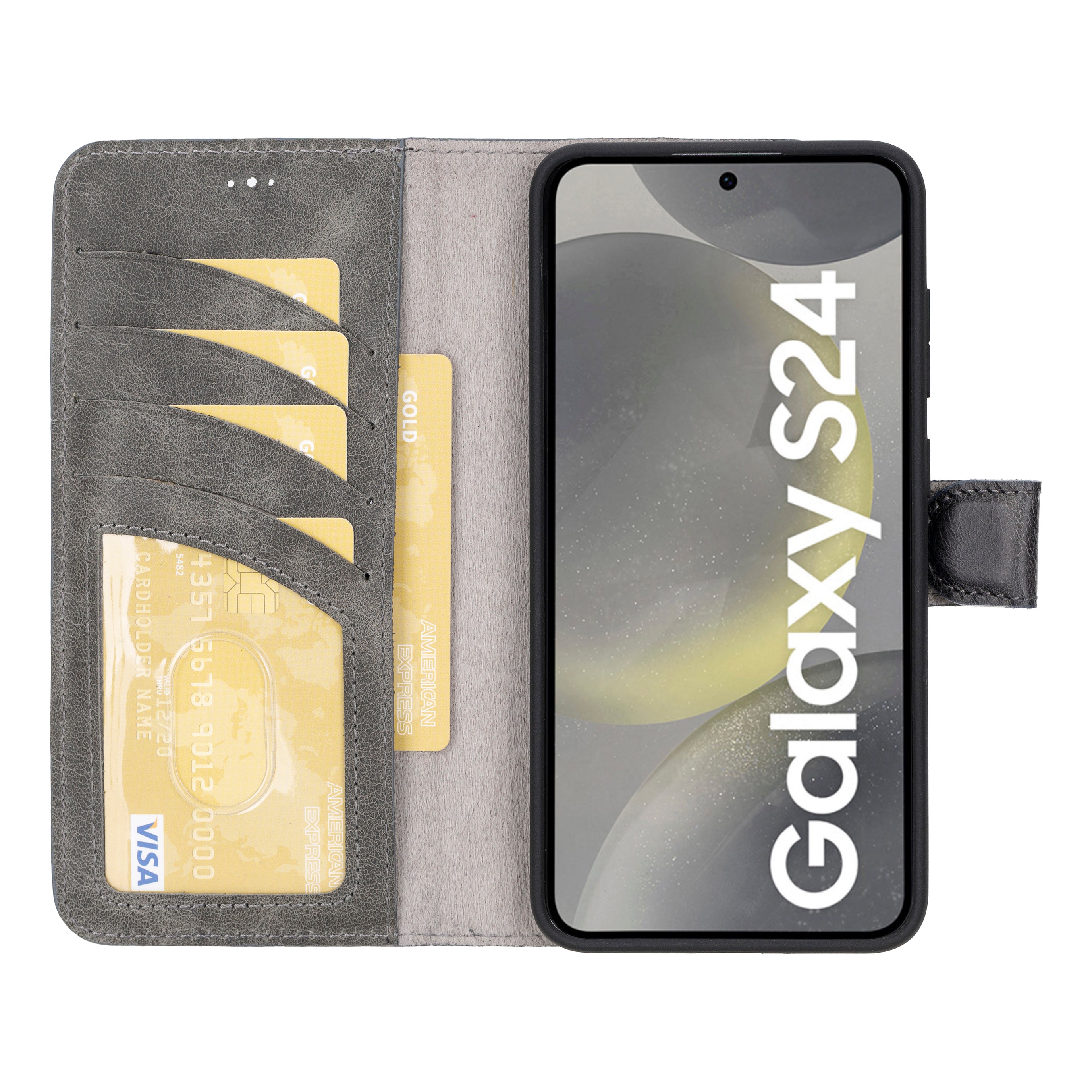Magic Samsung Galaxy S24 Çıkarılabilir Hakiki Deri Cüzdan Kılıf