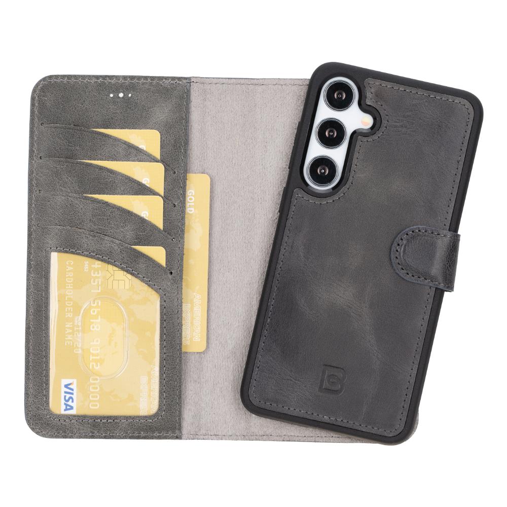 Magic Samsung Galaxy S25 Plus Detachable Genuine Leather Wallet Case