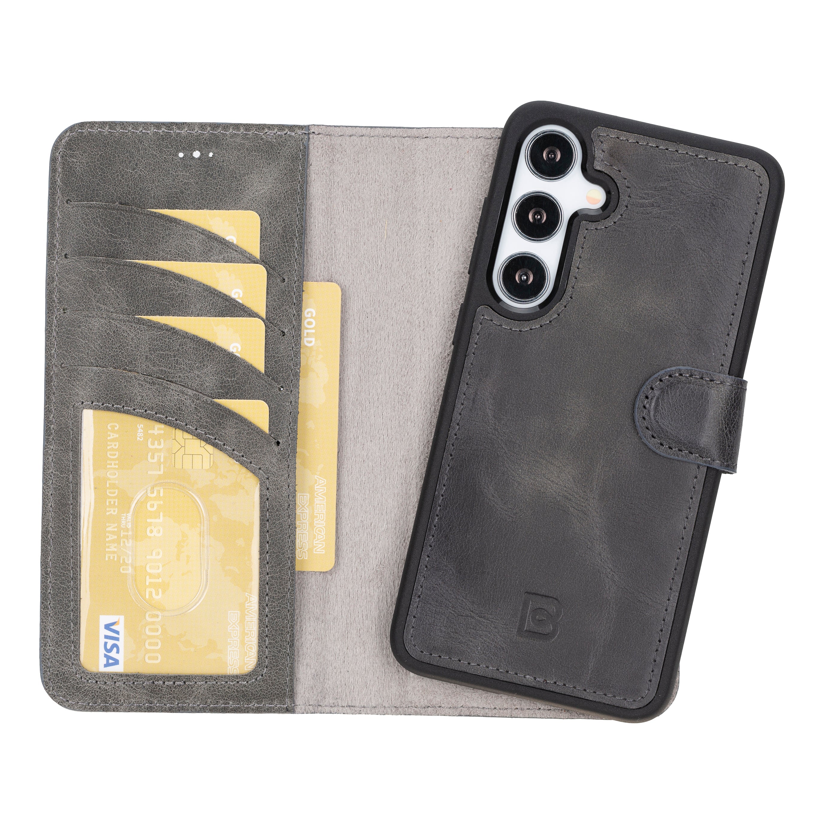 Magic Samsung Galaxy S24 Çıkarılabilir Hakiki Deri Cüzdan Kılıf