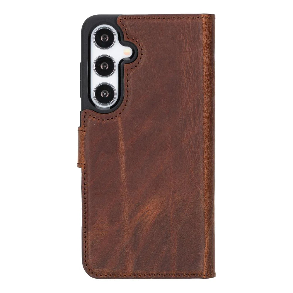 Magic Samsung Galaxy S25 Detachable Genuine Leather Wallet Case