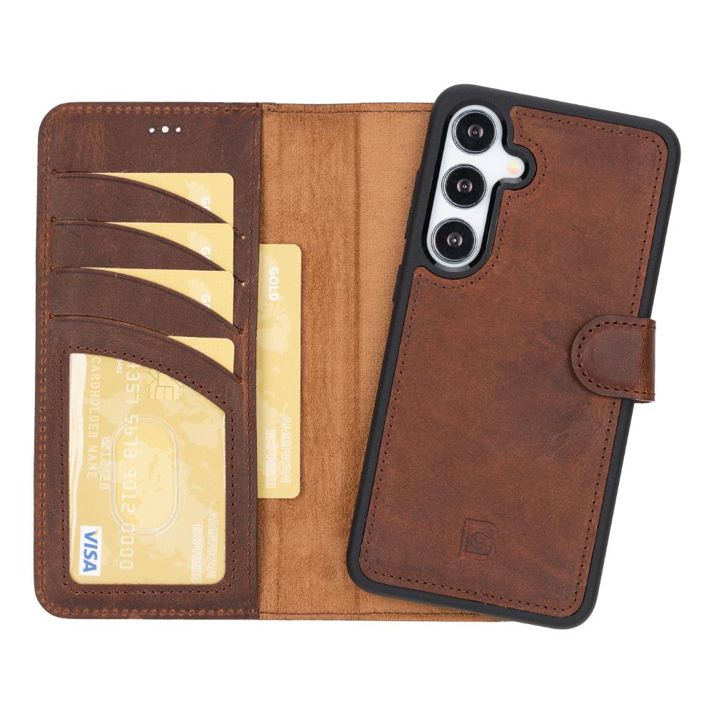 Magic Samsung Galaxy S25 Plus Detachable Genuine Leather Wallet Case