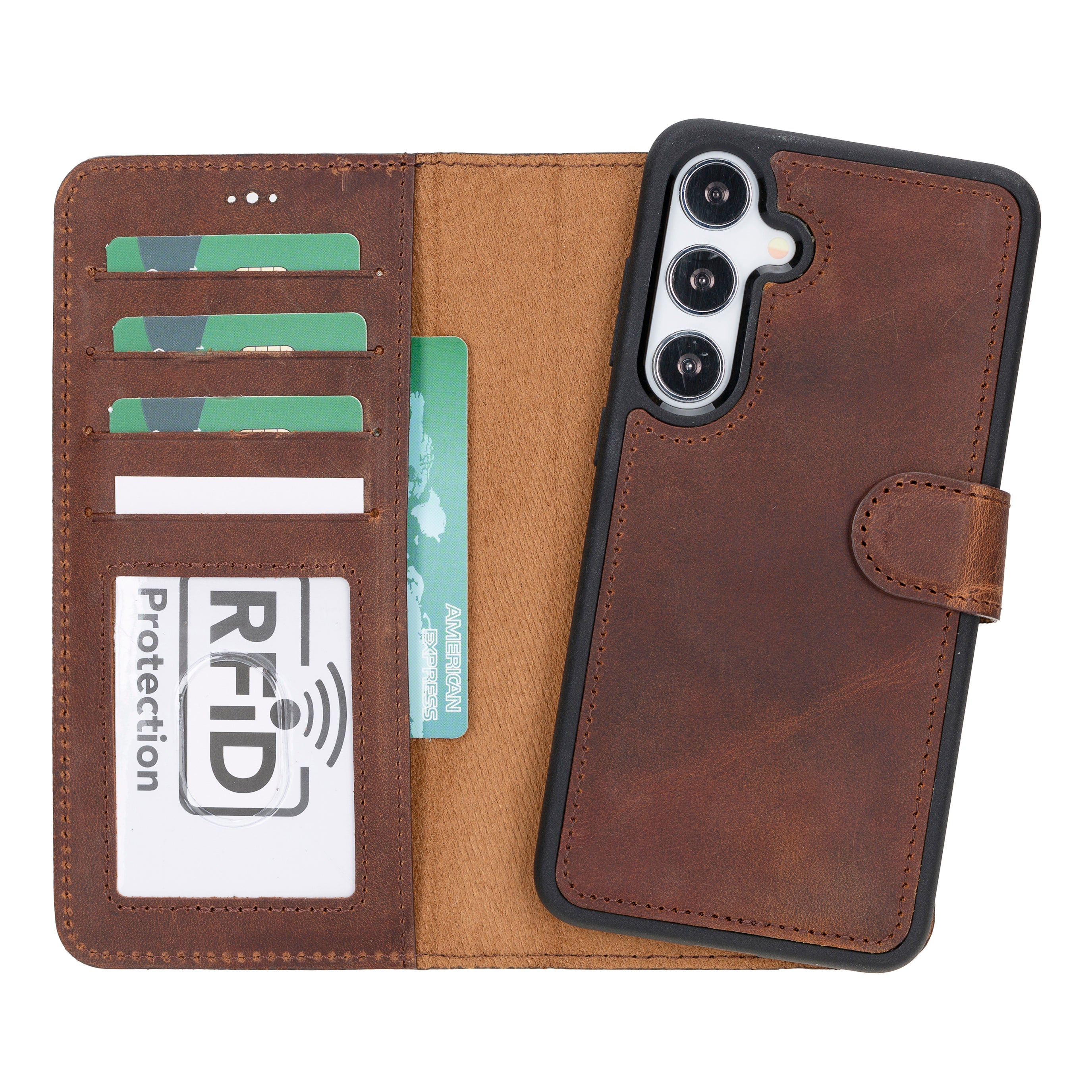 Magic Samsung Galaxy S24 Genuine Leather Detachable Wallet Case