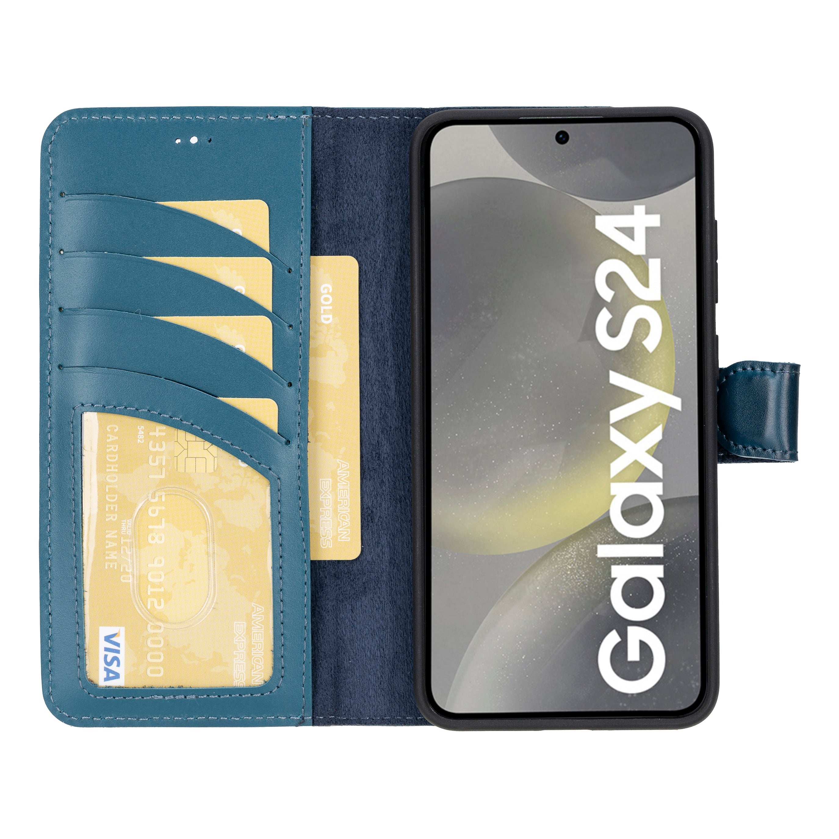 Magic Samsung Galaxy S24 Çıkarılabilir Hakiki Deri Cüzdan Kılıf