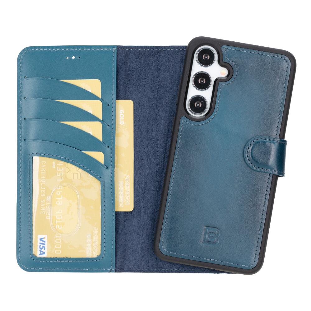Magic Samsung Galaxy S25 Plus Detachable Genuine Leather Wallet Case