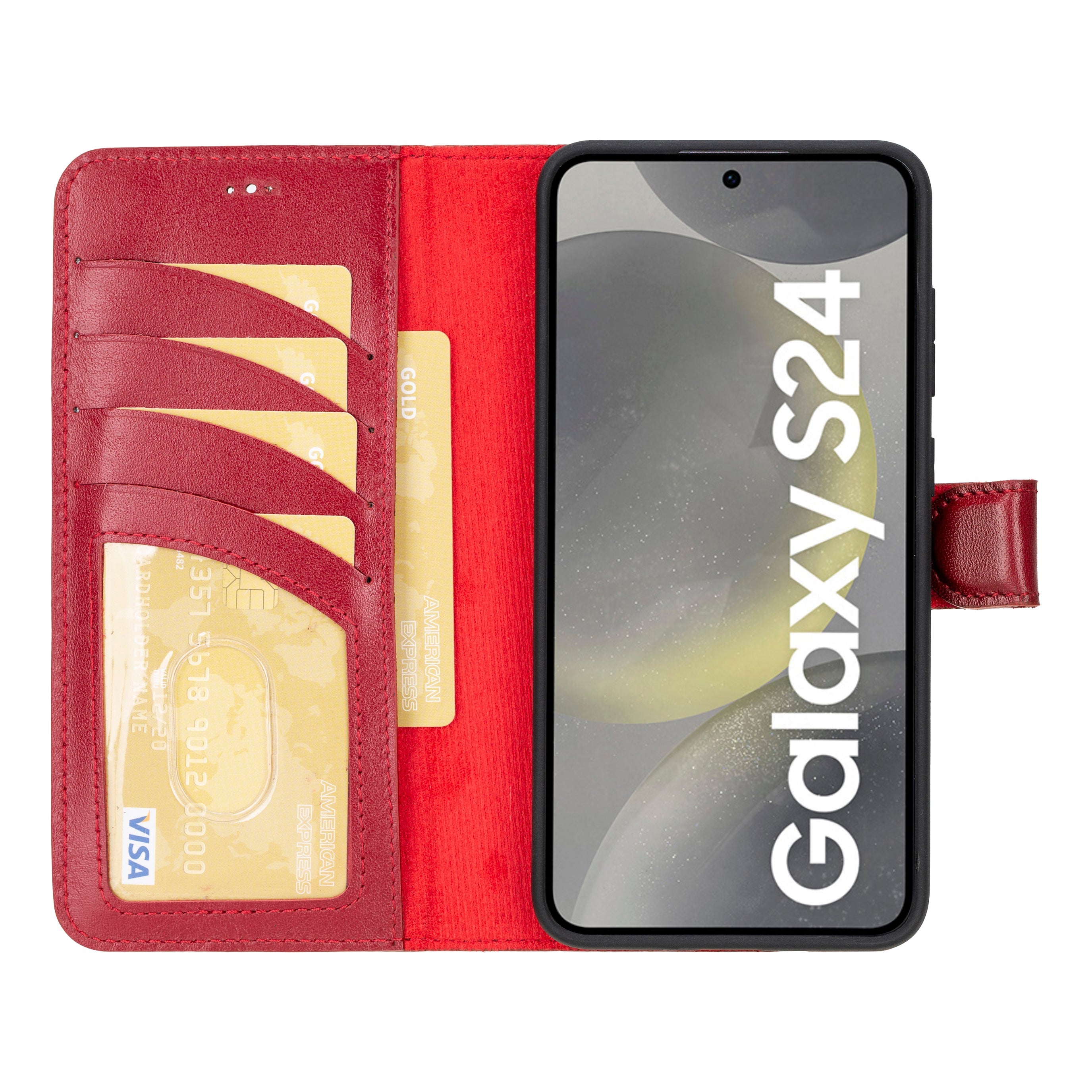 Magic Samsung Galaxy S24 Çıkarılabilir Hakiki Deri Cüzdan Kılıf