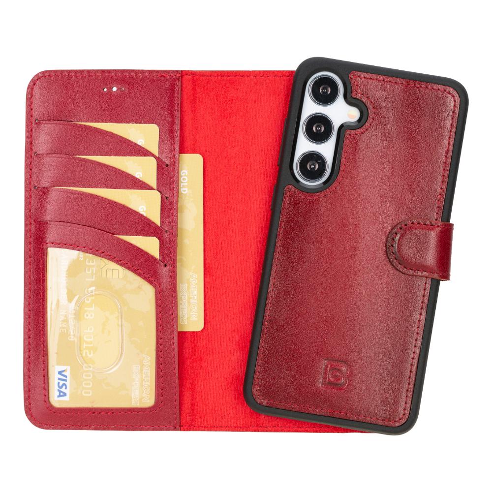 Magic Samsung Galaxy S25 Plus Detachable Genuine Leather Wallet Case
