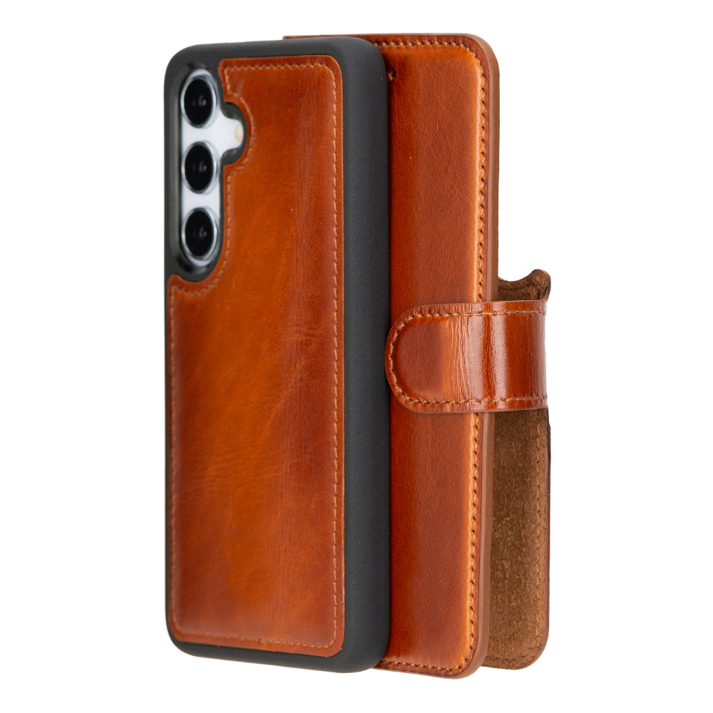 Magic Samsung Galaxy S25 Genuine Leather Detachable Wallet Case