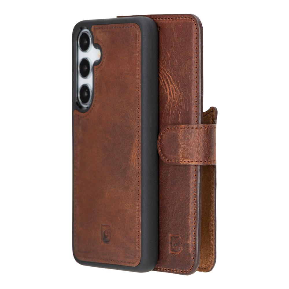Magic Samsung Galaxy S25 Plus Detachable Genuine Leather Wallet Case