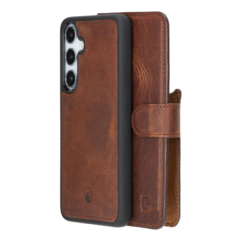 Magic Samsung Galaxy S25 Detachable Genuine Leather Wallet Case