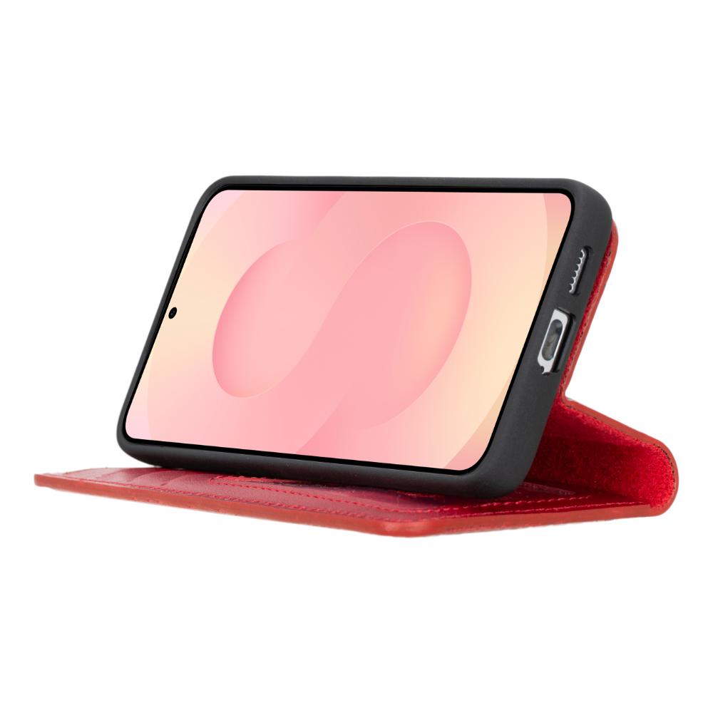 Magic Samsung Galaxy S25 Plus Detachable Genuine Leather Wallet Case