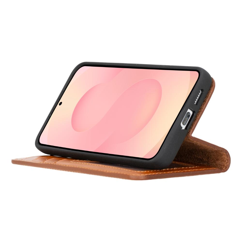 Magic Samsung Galaxy S25 Plus Detachable Genuine Leather Wallet Case