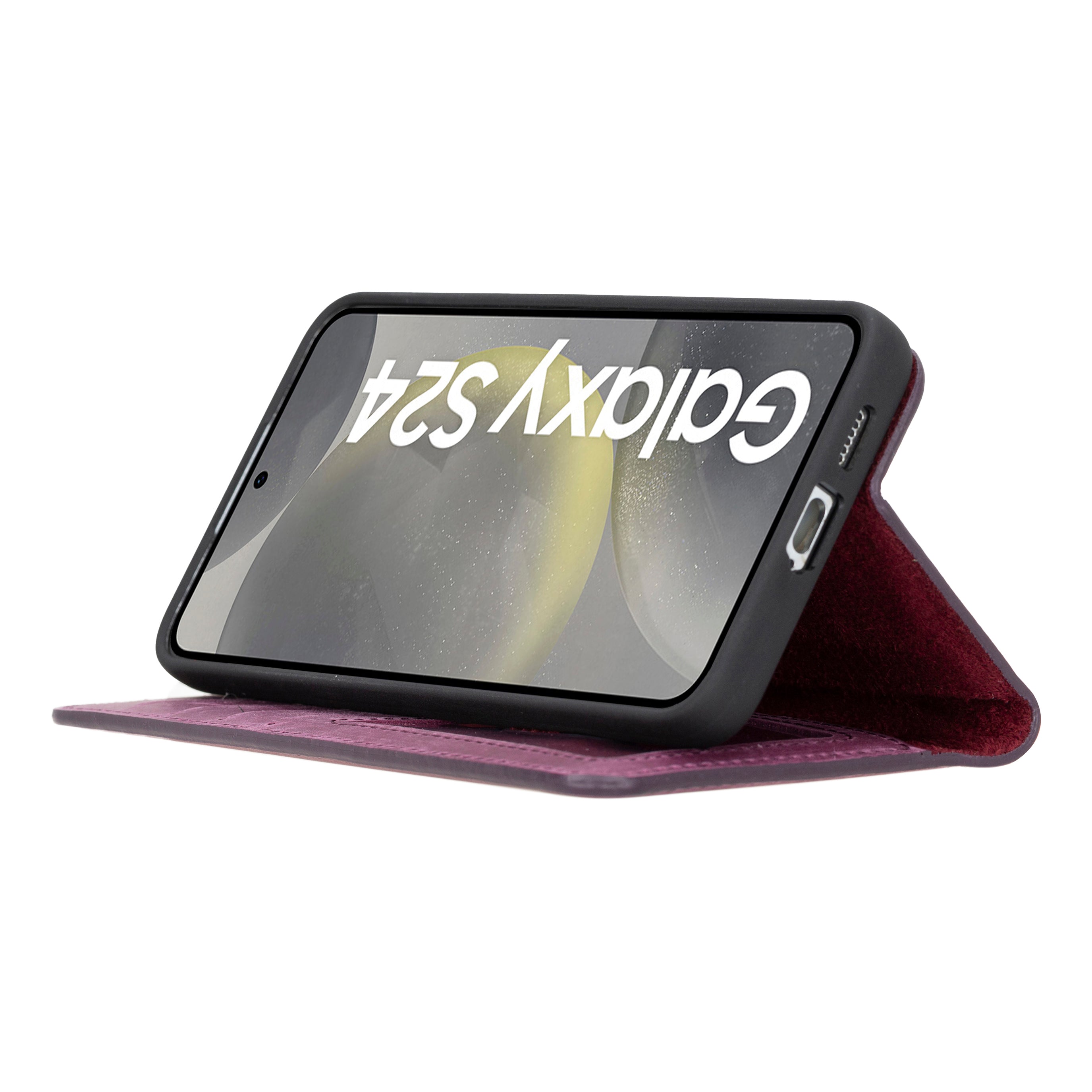 Magic Samsung Galaxy S24 Çıkarılabilir Hakiki Deri Cüzdan Kılıf