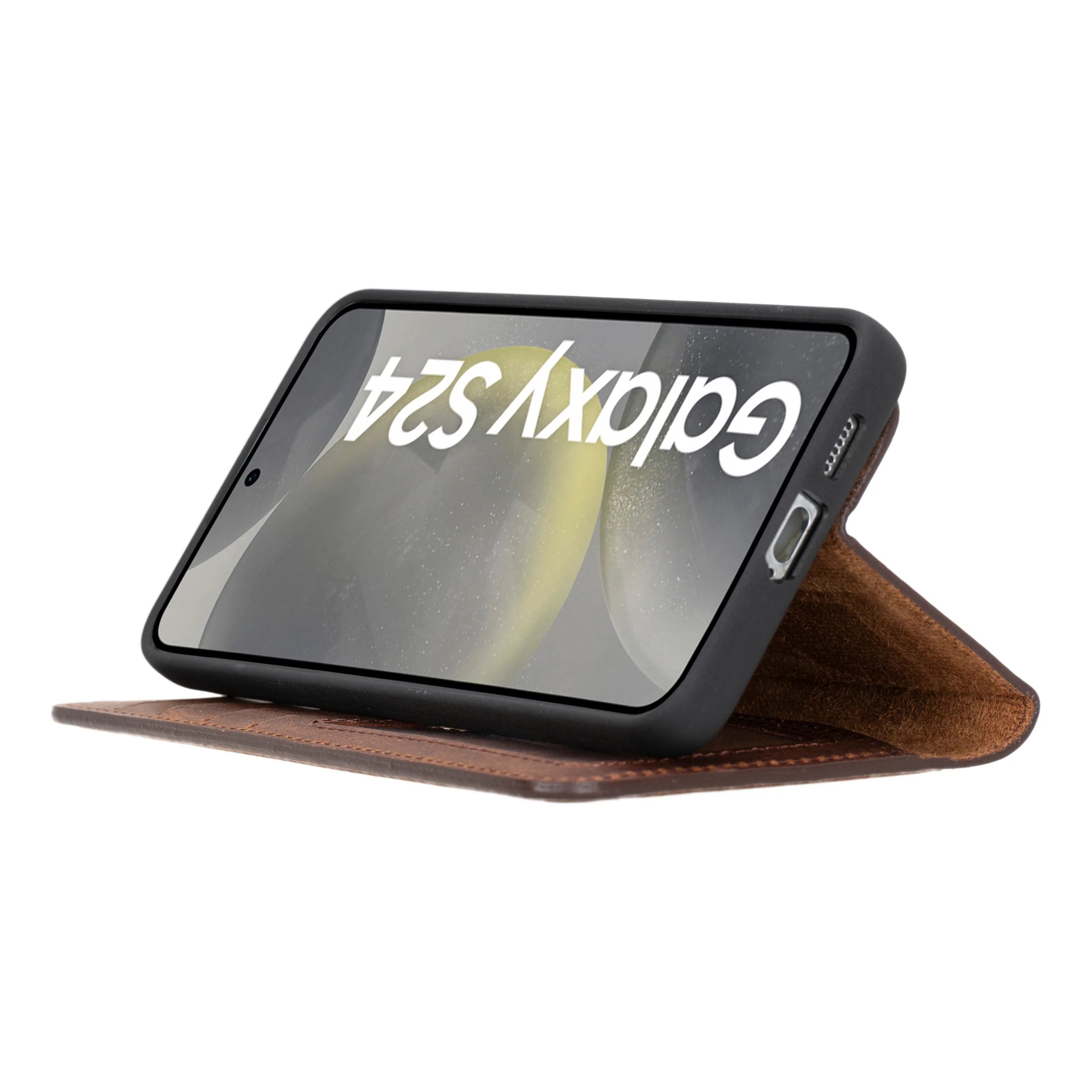 Magic Samsung Galaxy S24 Çıkarılabilir Hakiki Deri Cüzdan Kılıf