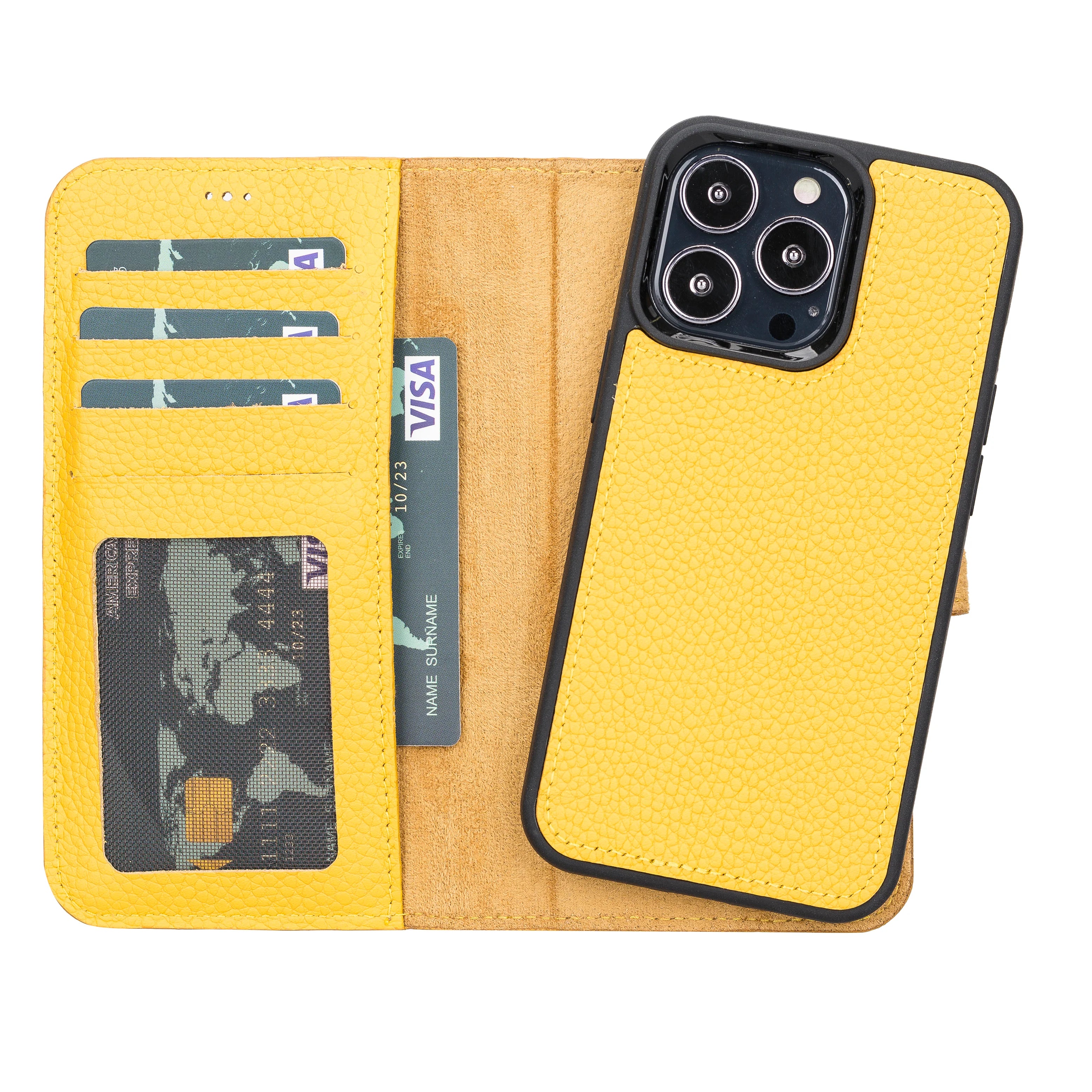 Magic iPhone 13 Pro Max Genuine Leather Detachable Wallet Case