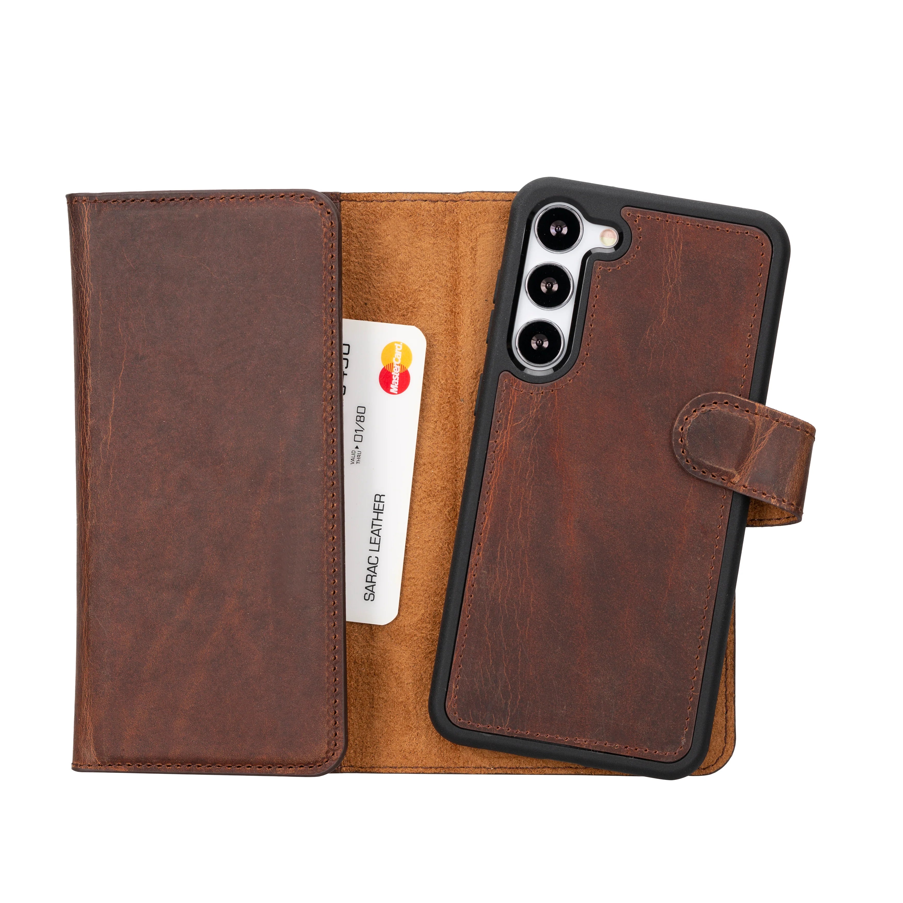Santa Samsung Galaxy S23 Plus Genuine Leather Detachable Wallet Case