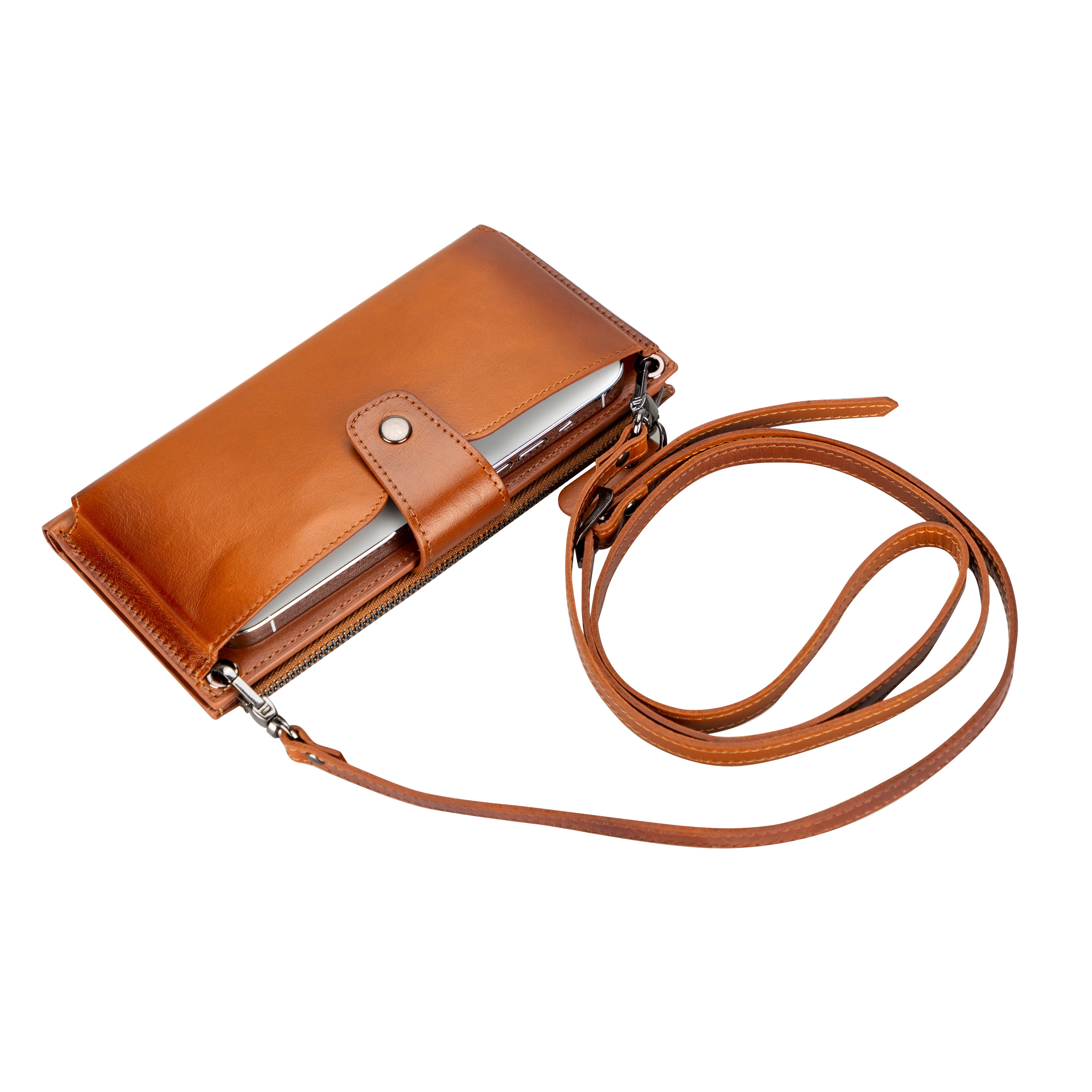 Lozan Strap Genuine Leather Crossbody Wallet
